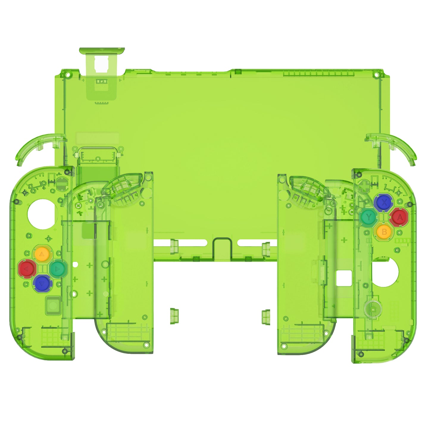 eXtremeRate Nintendo Switch用交換フルセットシェル&ボタン【スケルトンフォレストグリーン】