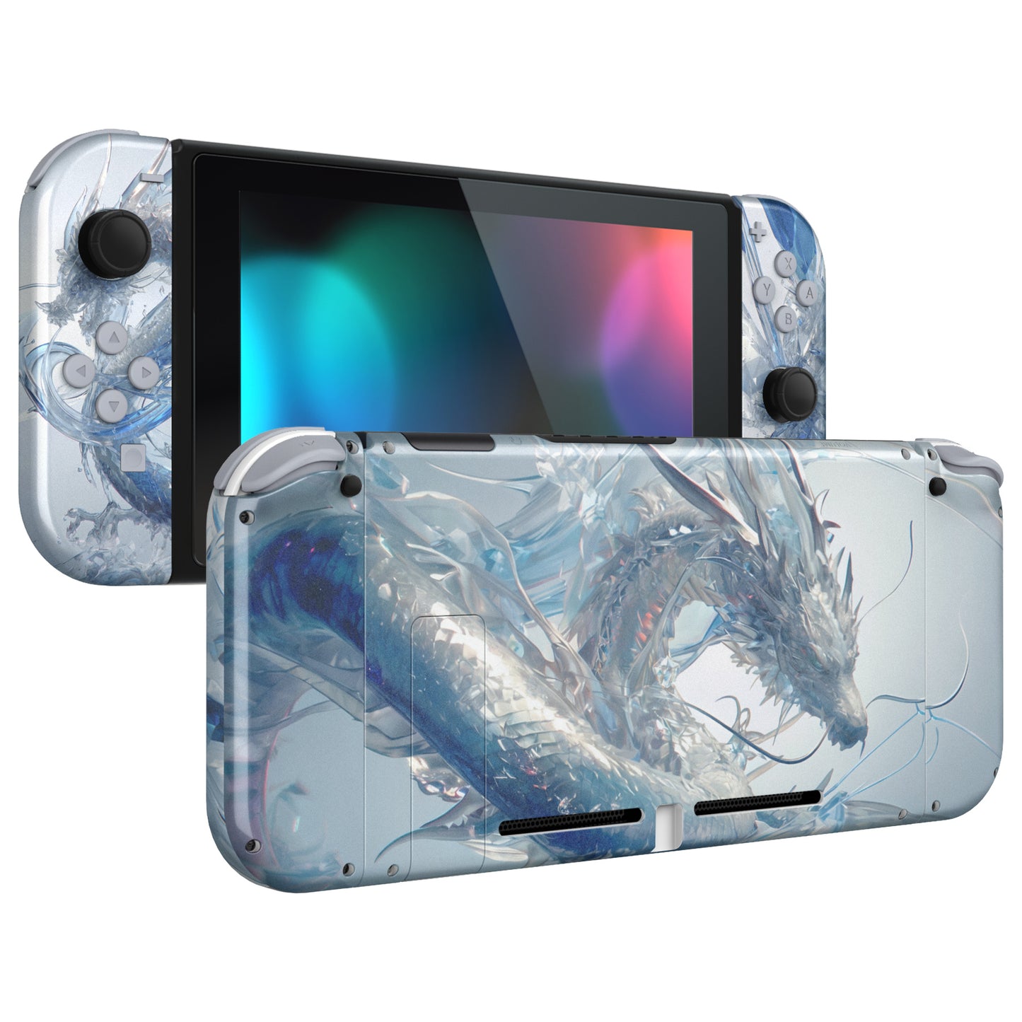 eXtremeRate Nintendo Switch用交換フルセットシェル&ボタン【白銀龍】