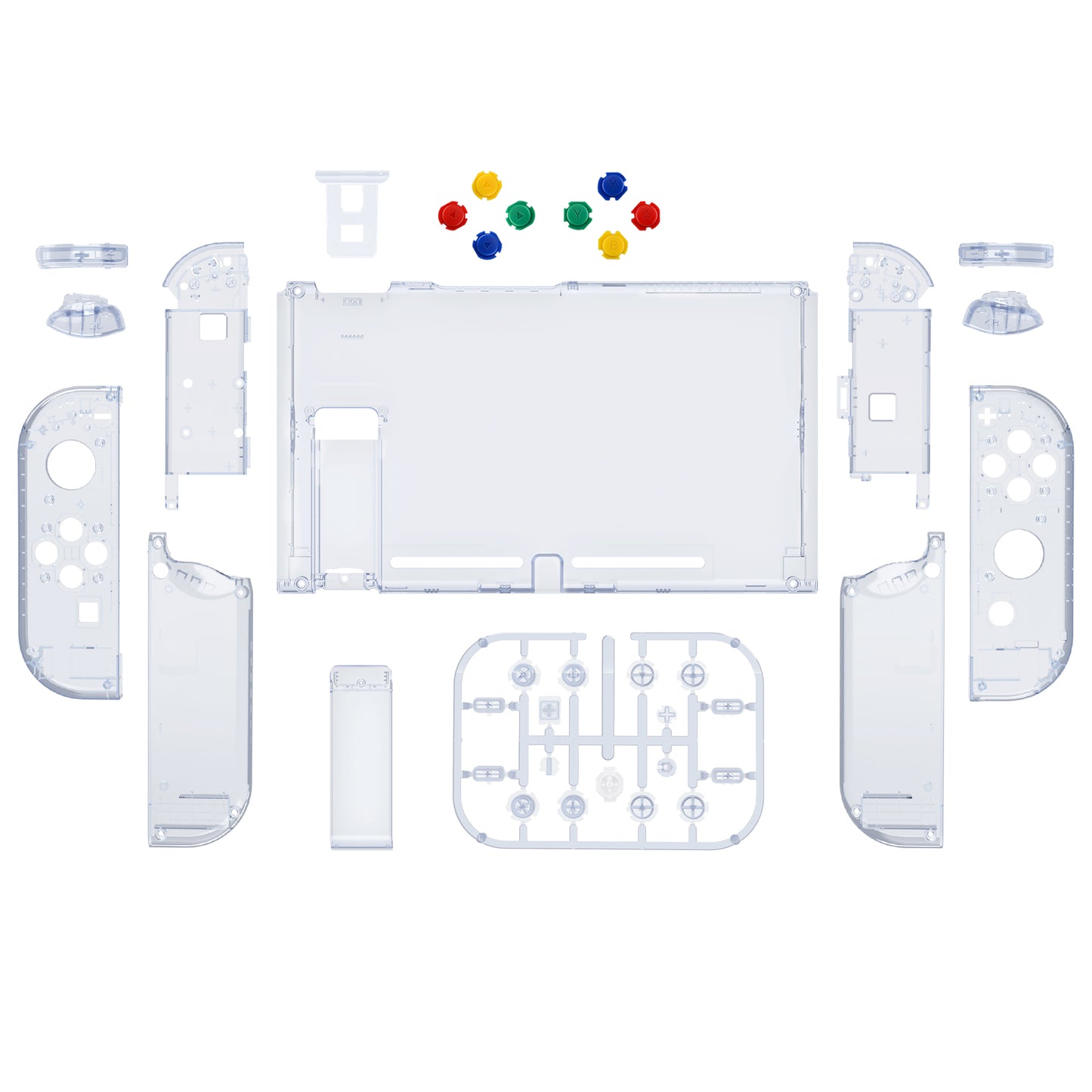 eXtremeRate Nintendo Switch用交換フルセットシェル&ボタン【クリスタルクリアグレイシャーブルー】