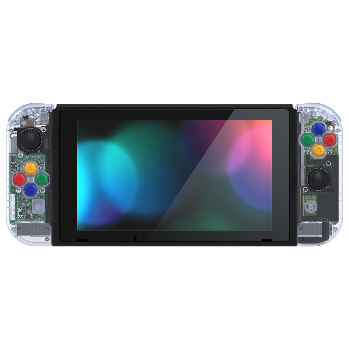 eXtremeRate Nintendo Switch用交換フルセットシェル&ボタン【クリスタルクリアグレイシャーブルー】