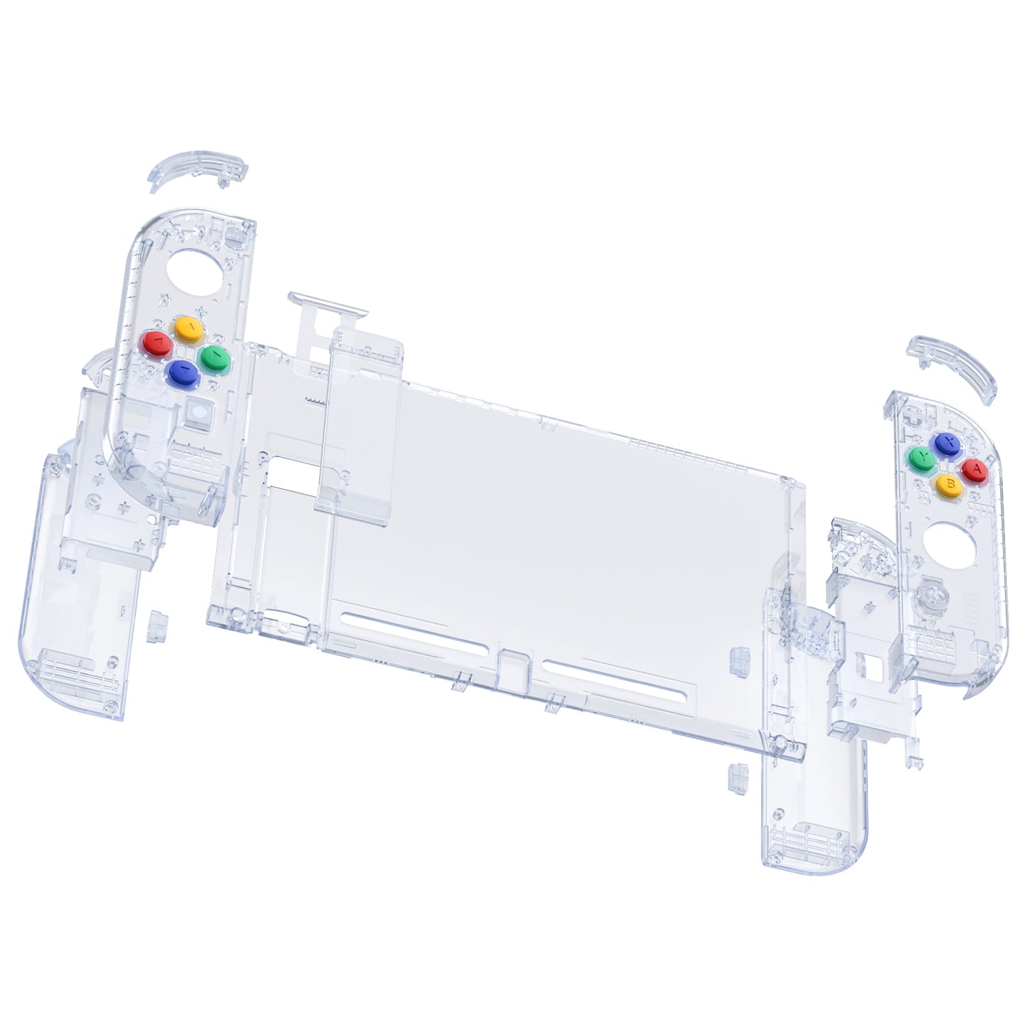 eXtremeRate Nintendo Switch用交換フルセットシェル&ボタン【クリスタルクリアグレイシャーブルー】