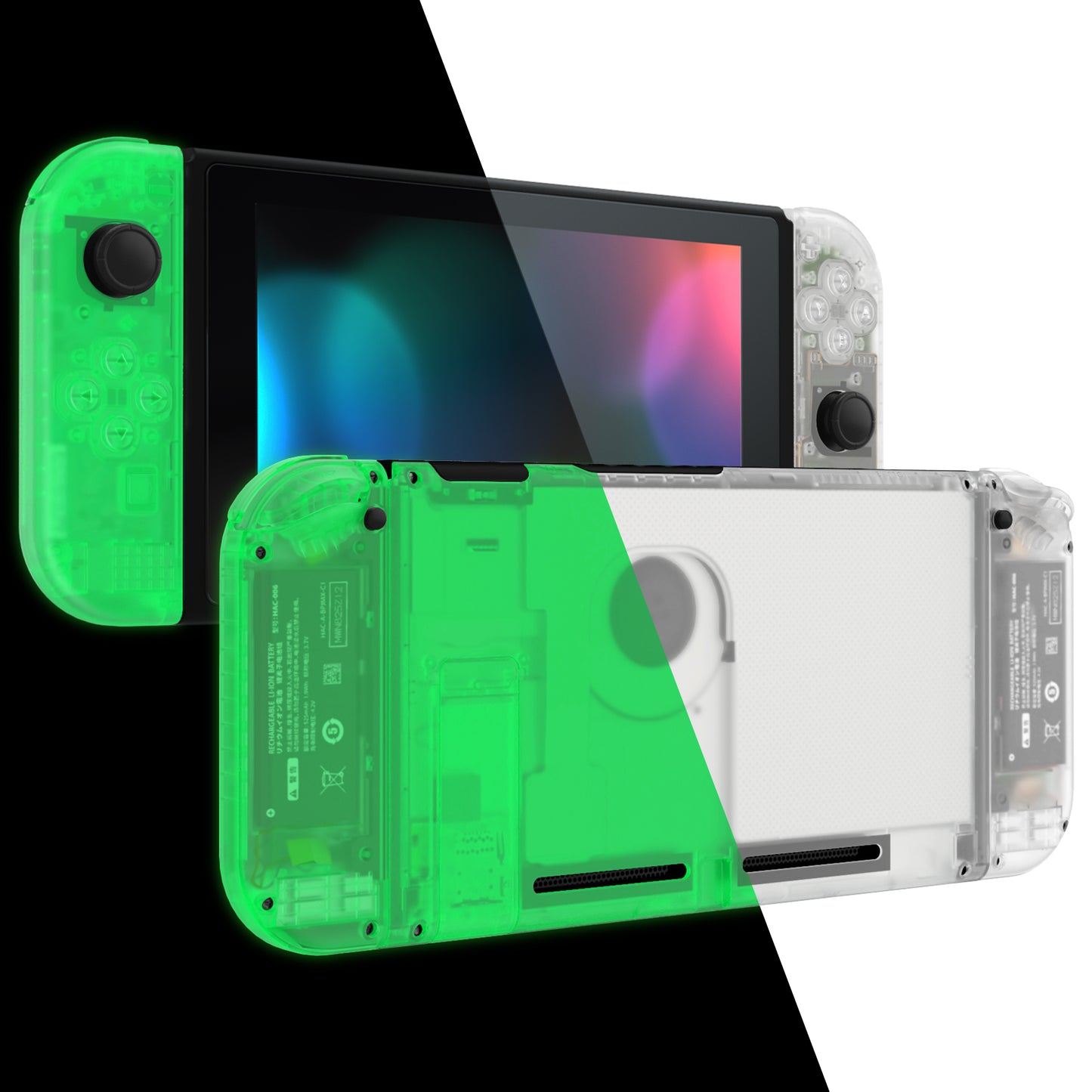 eXtremeRate Nintendo Switch用交換フルセットシェル&ボタン【暗闇で光る-グリーン】