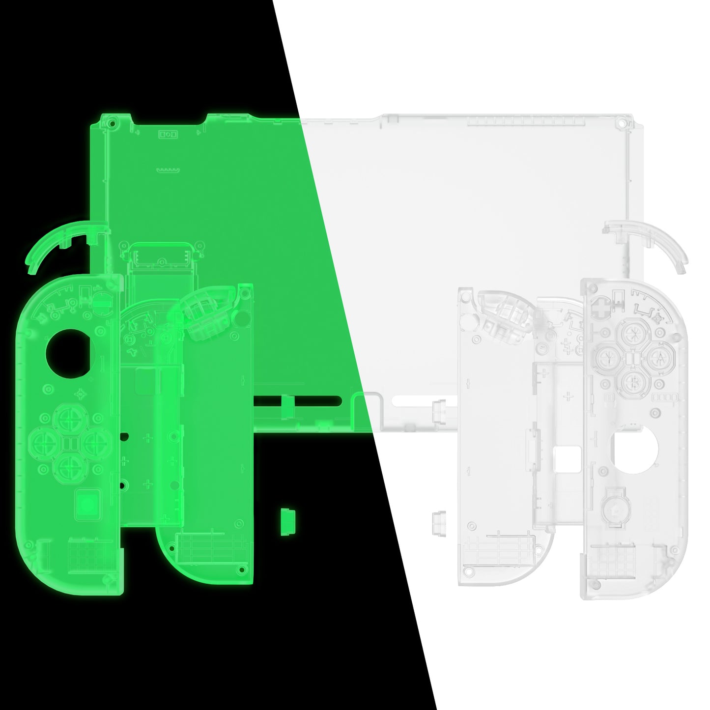 eXtremeRate Nintendo Switch用交換フルセットシェル&ボタン【暗闇で光る-グリーン】