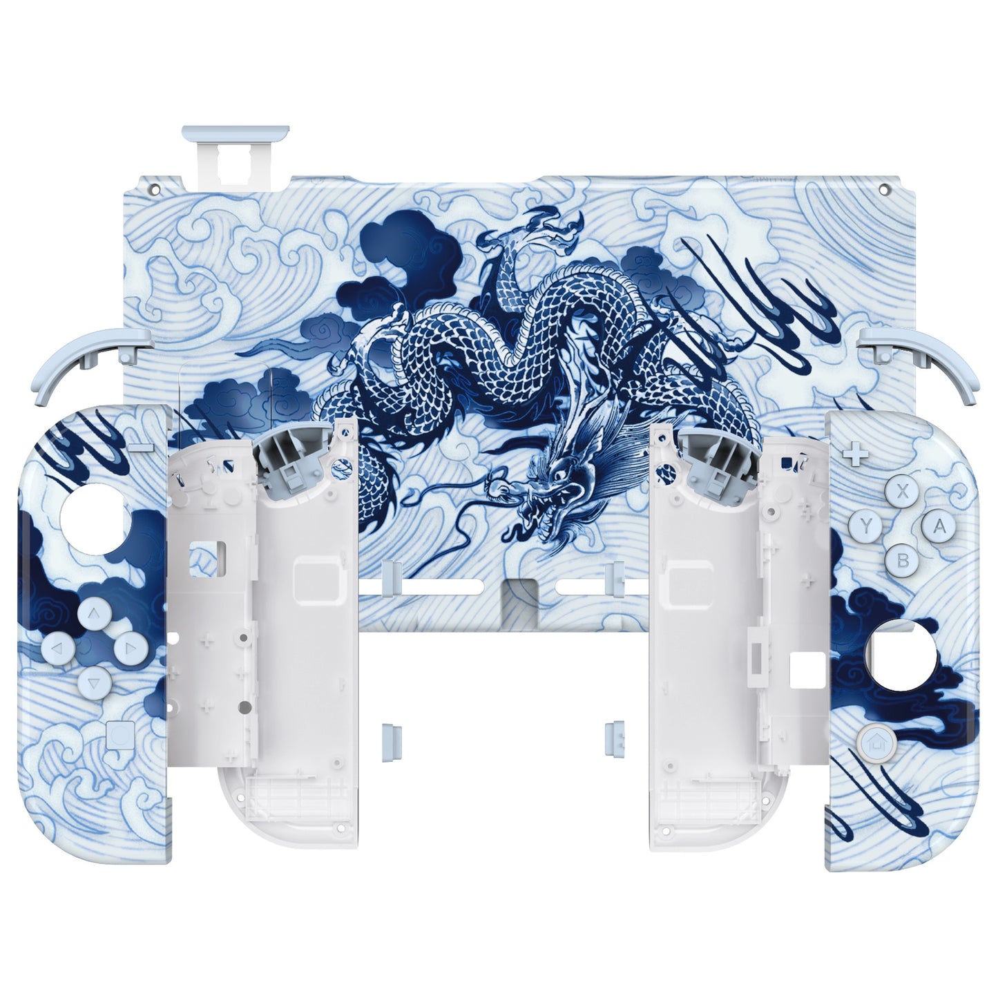 eXtremeRate Nintendo Switch用交換フルセットシェル&ボタン【磁器の龍】