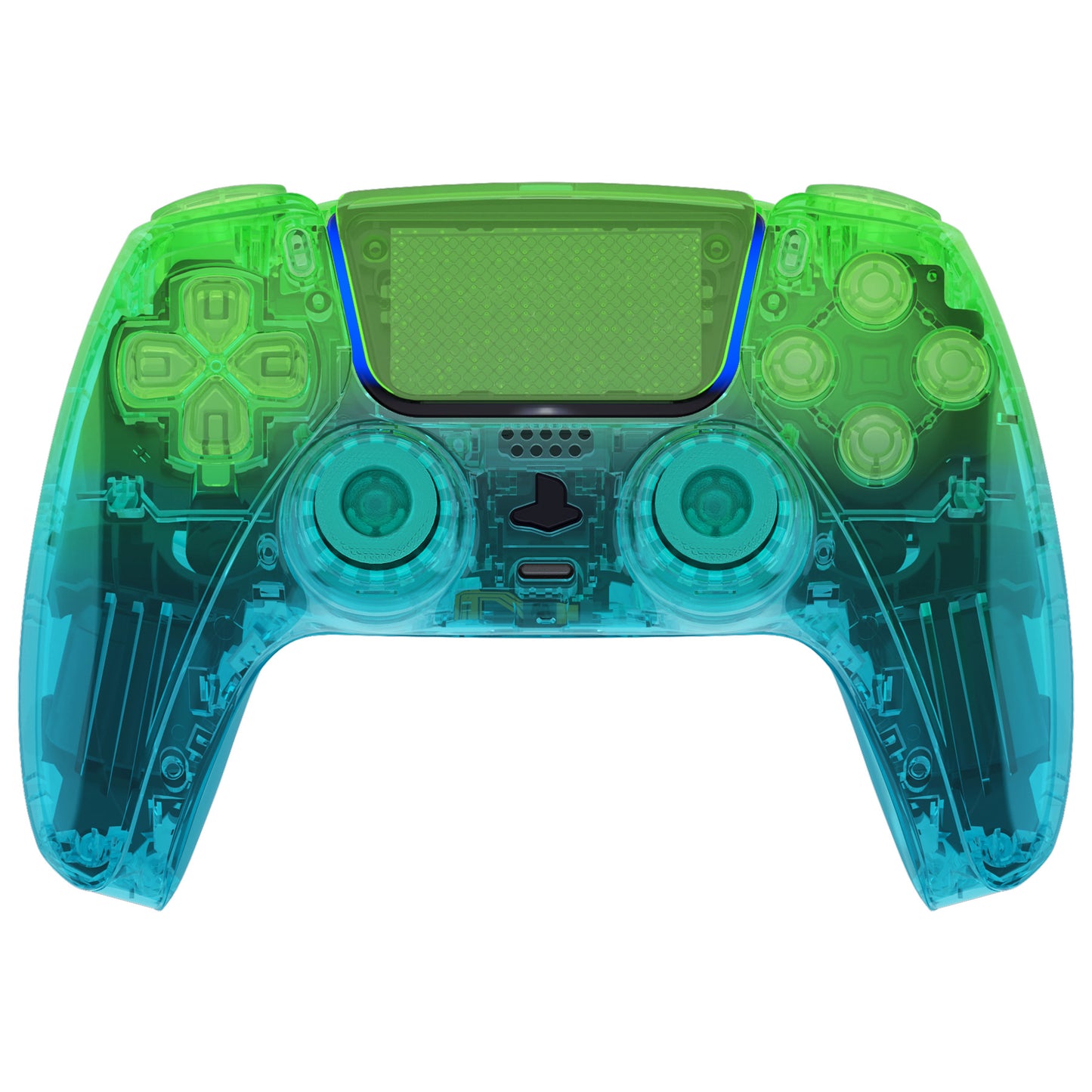 eXtremeRate PS5コントローラーBDM-030/040/050対応交換対応用フルセットシェル&ボタン【グリーンとブルーのグラデーションカラー】