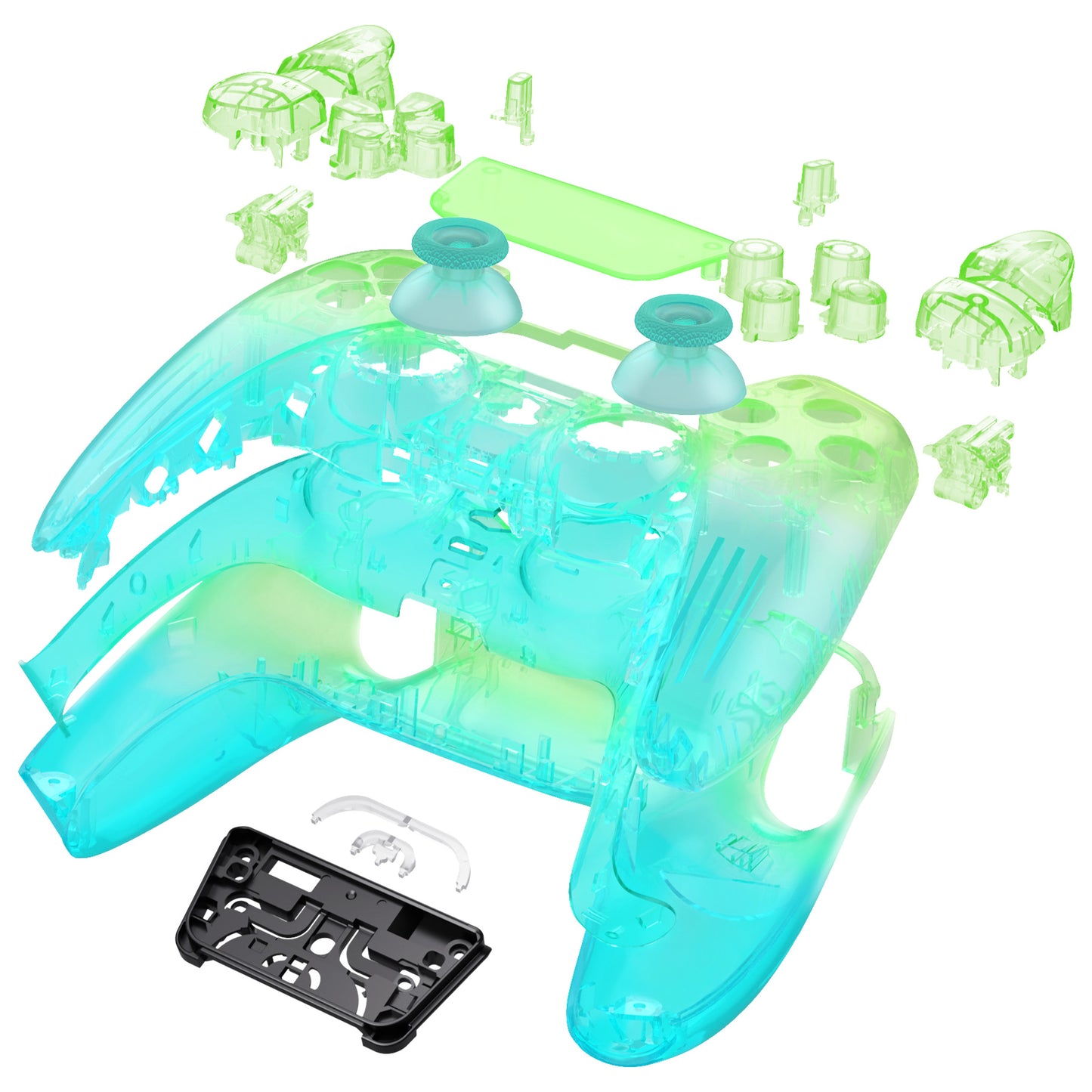 eXtremeRate PS5コントローラーBDM-030/040/050対応交換対応用フルセットシェル&ボタン【グリーンとブルーのグラデーションカラー】