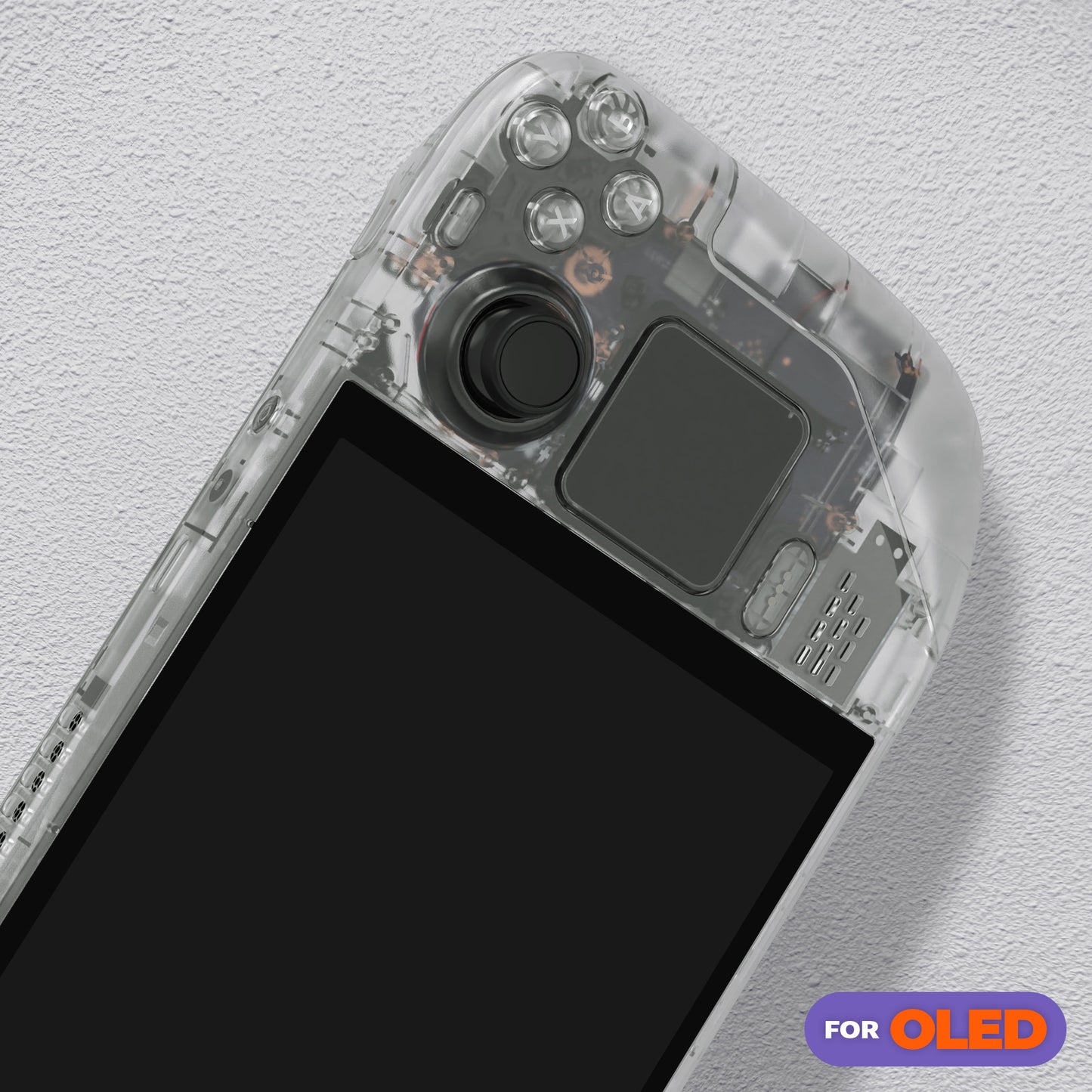 eXtremeRate Steam Deck OLEDハンドヘルドコンソール用交換フルセットシェル&ボタン【暗闇で光る-グリーン】