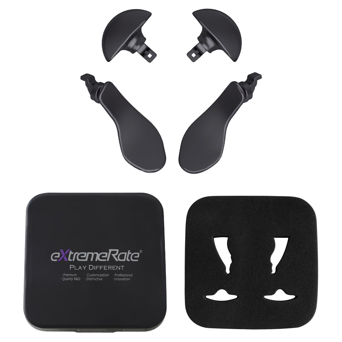 eXtremeRate PS5 edgeコントローラー対応交換式4個セット金属製バックパドル【メタリックブラック】