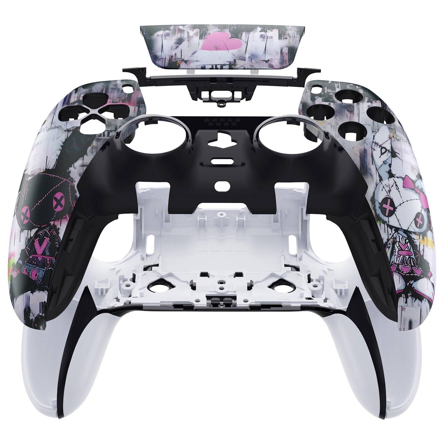eXtremeRate PS5 edgeコントローラー対応交換対応用左右フロントハウジングシェル&タッチパッド【可愛いパンク兎ちゃん】