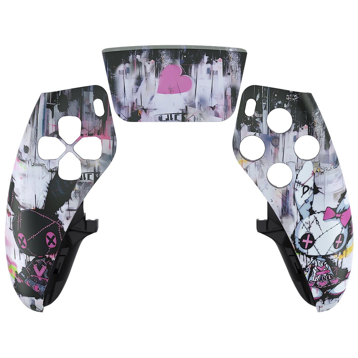 eXtremeRate PS5 edgeコントローラー対応交換対応用左右フロントハウジングシェル&タッチパッド【可愛いパンク兎ちゃん】