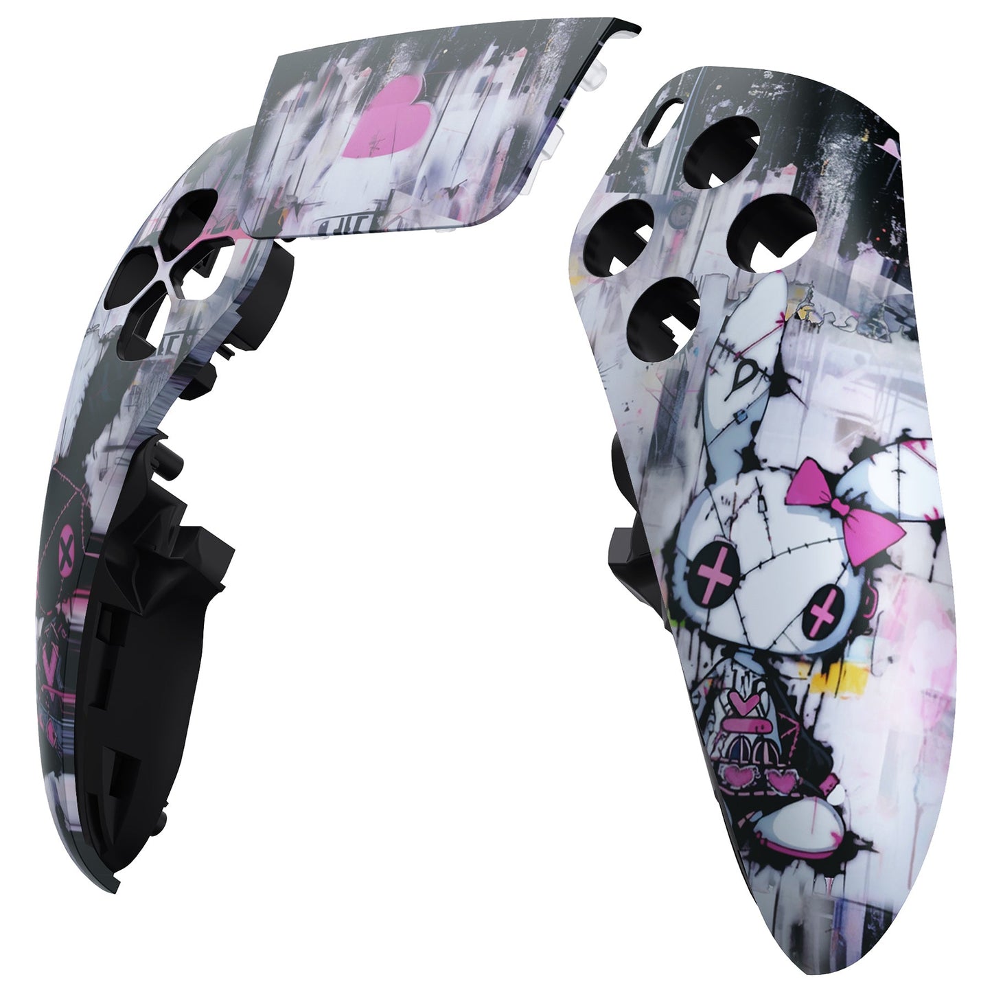 eXtremeRate PS5 edgeコントローラー対応交換対応用左右フロントハウジングシェル&タッチパッド【可愛いパンク兎ちゃん】