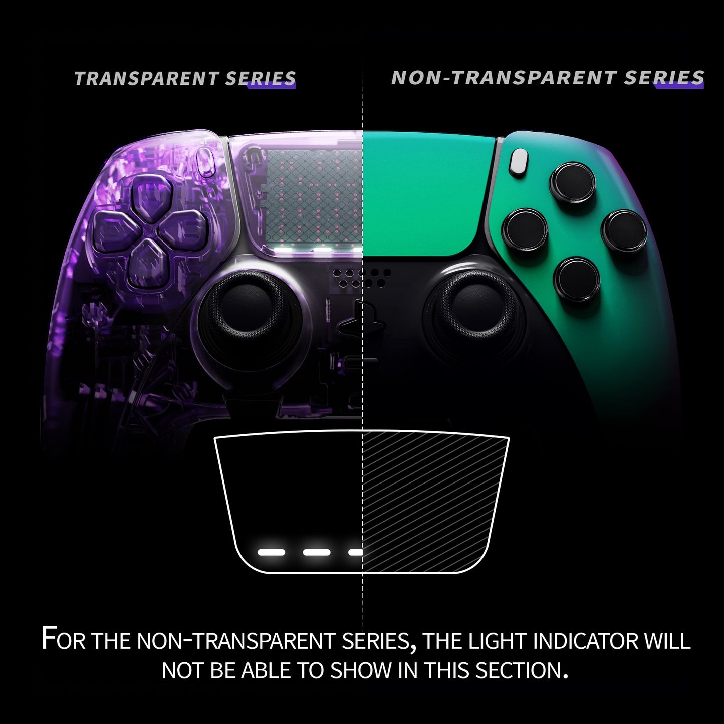 eXtremeRate PS5 edgeコントローラー対応交換対応用左右フロントハウジングシェル&タッチパッド【カメレオングリーンパープル】