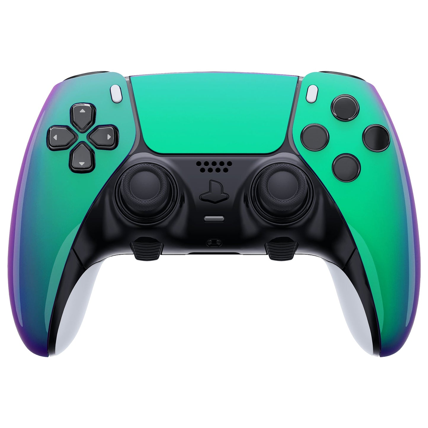 eXtremeRate PS5 edgeコントローラー対応交換対応用左右フロントハウジングシェル&タッチパッド【カメレオングリーンパープル】