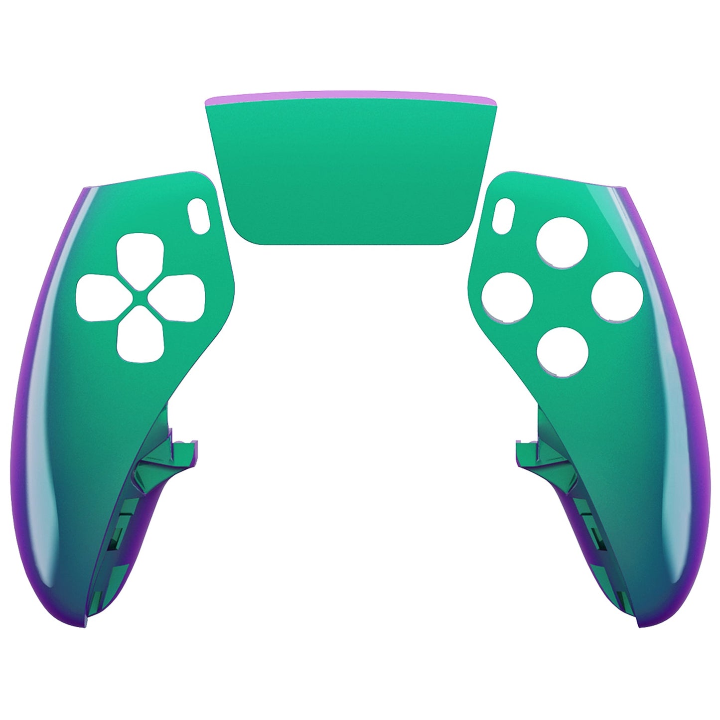 eXtremeRate PS5 edgeコントローラー対応交換対応用左右フロントハウジングシェル&タッチパッド【カメレオングリーンパープル】