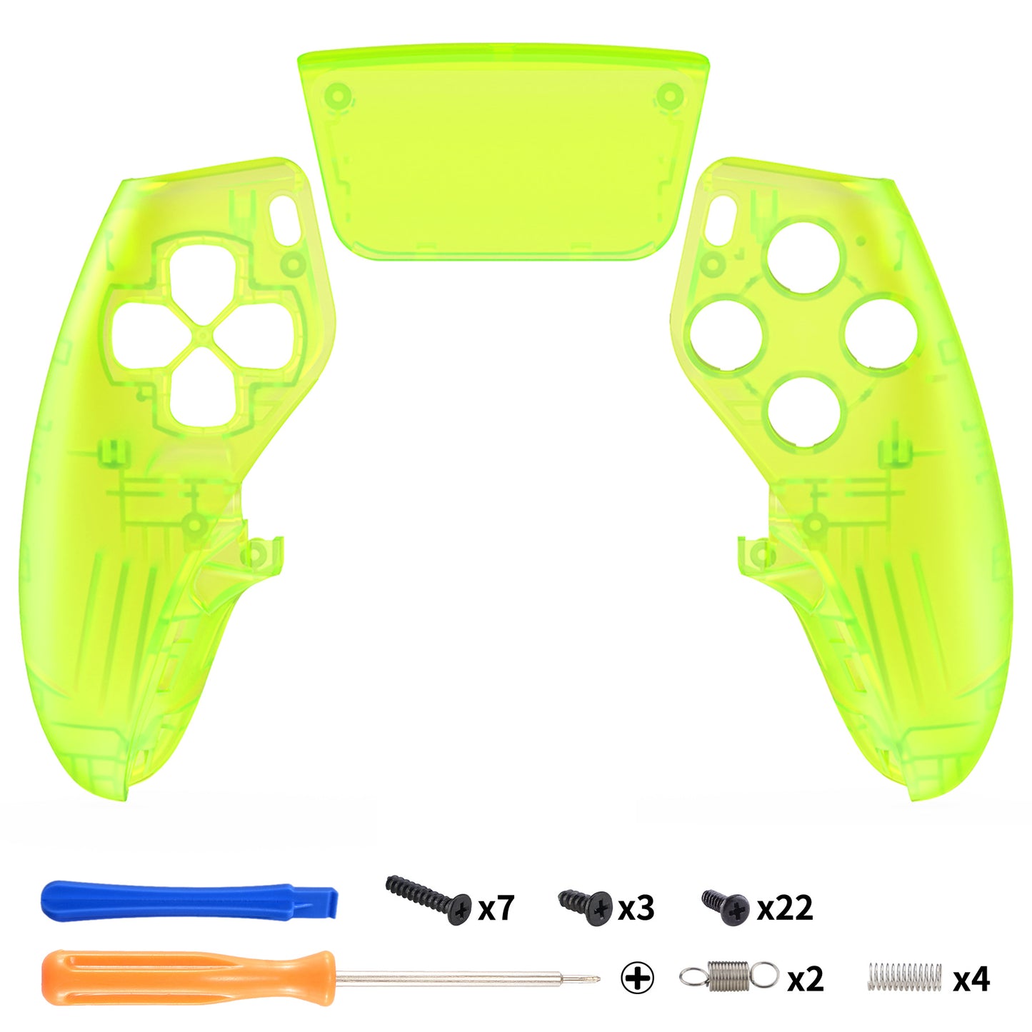 eXtremeRate PS5 edgeコントローラー対応交換対応用左右フロントハウジングシェル&タッチパッド【クリアライムグリーン】