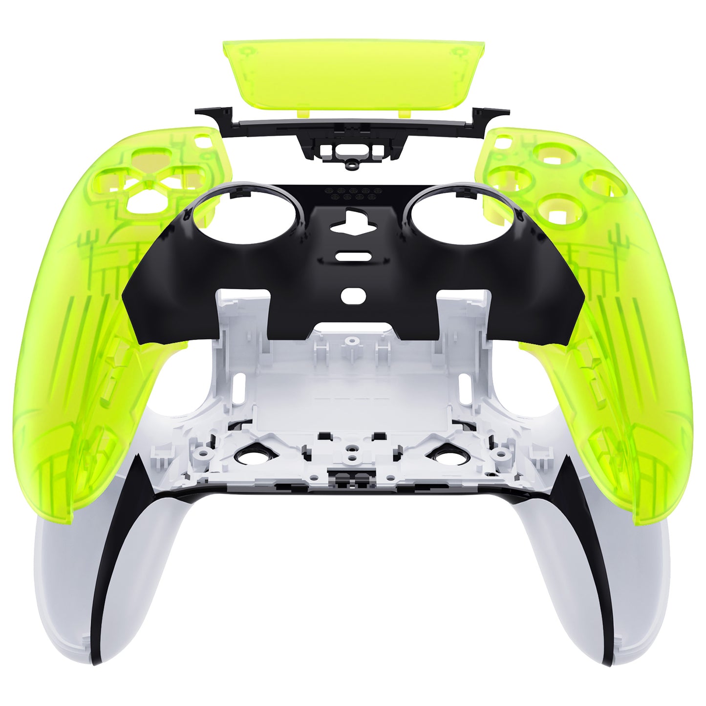 eXtremeRate PS5 edgeコントローラー対応交換対応用左右フロントハウジングシェル&タッチパッド【クリアライムグリーン】