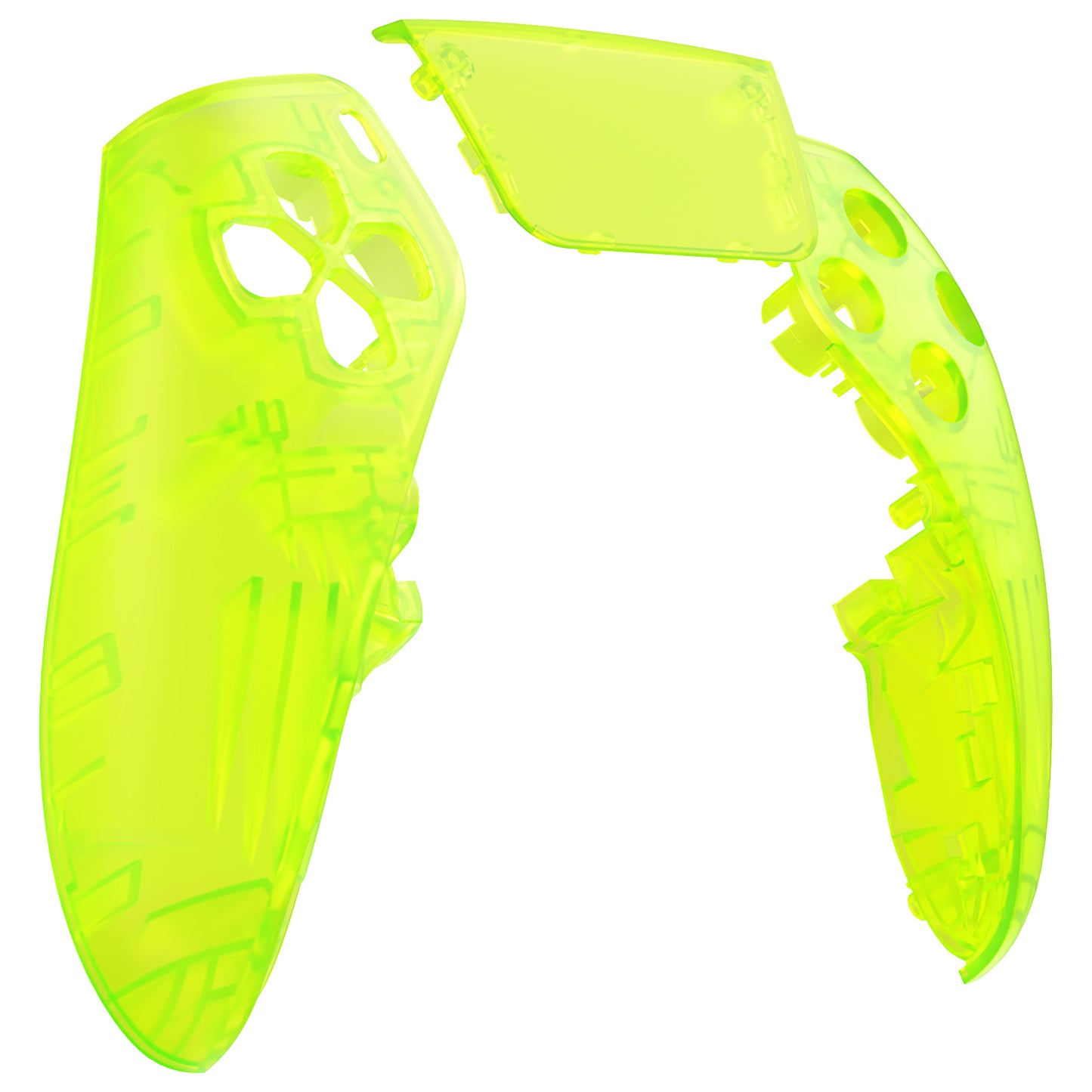 eXtremeRate PS5 edgeコントローラー対応交換対応用左右フロントハウジングシェル&タッチパッド【クリアライムグリーン】