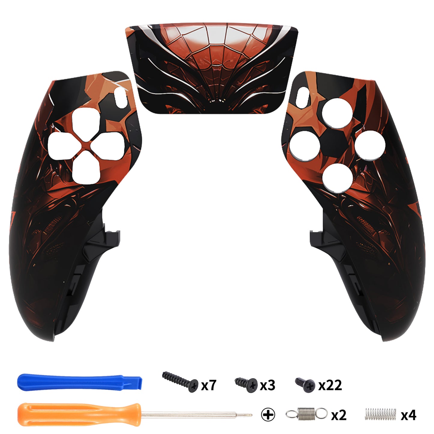 eXtremeRate PS5 edgeコントローラー対応交換対応用左右フロントハウジングシェル&タッチパッド【マシンスパイダー】