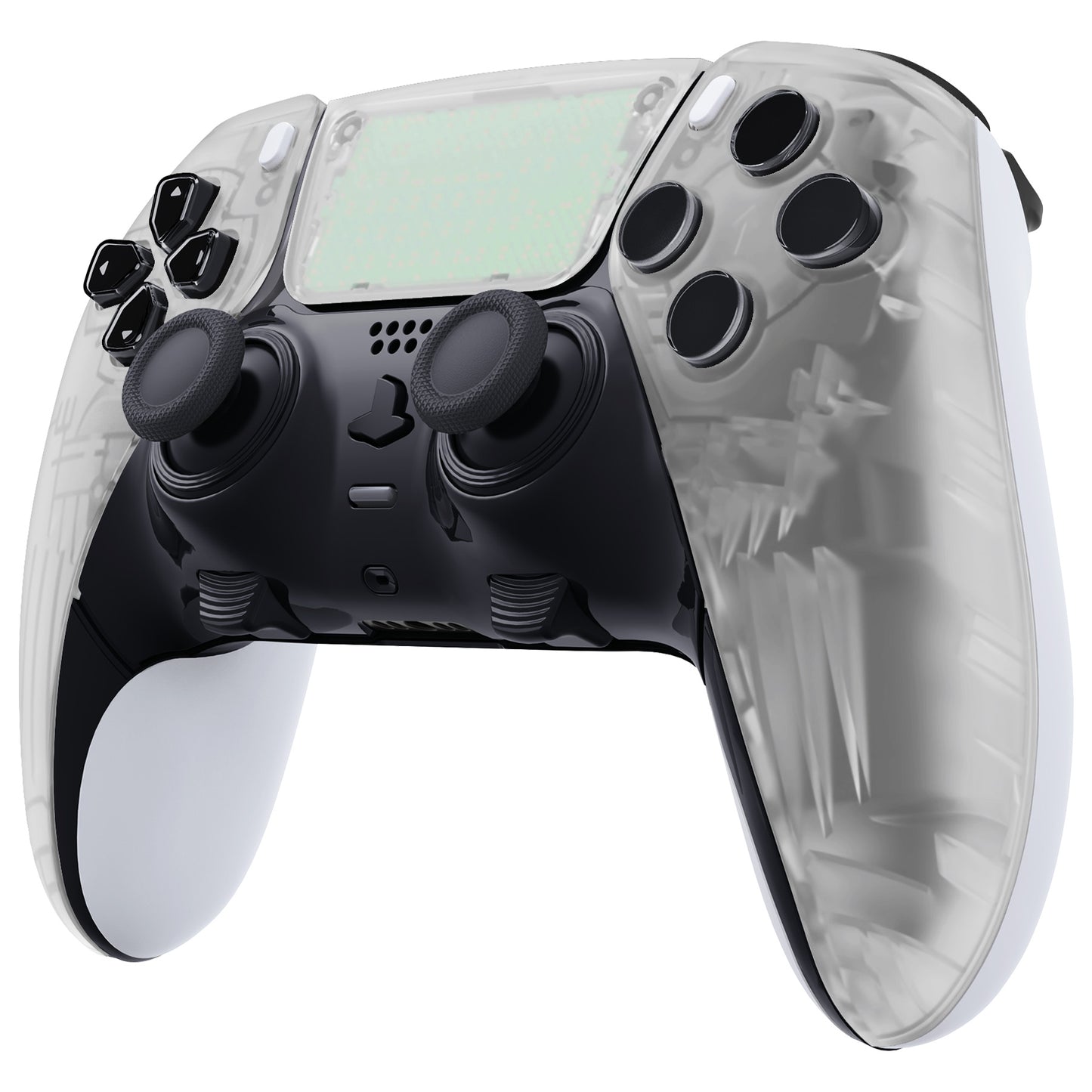 eXtremeRate PS5 edgeコントローラー対応交換対応用左右フロントハウジングシェル&タッチパッド【暗闇で光る-グリーン】