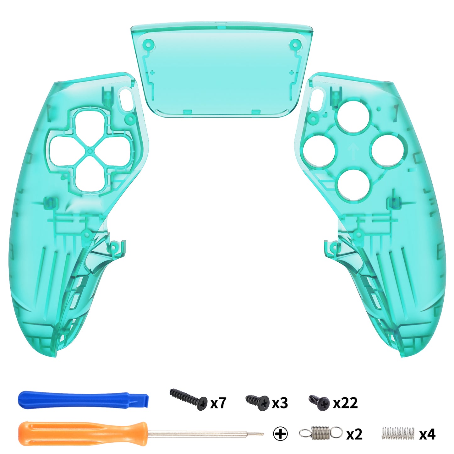 eXtremeRate PS5 edgeコントローラー対応交換対応用左右フロントハウジングシェル&タッチパッド【エメラルドグリーン】