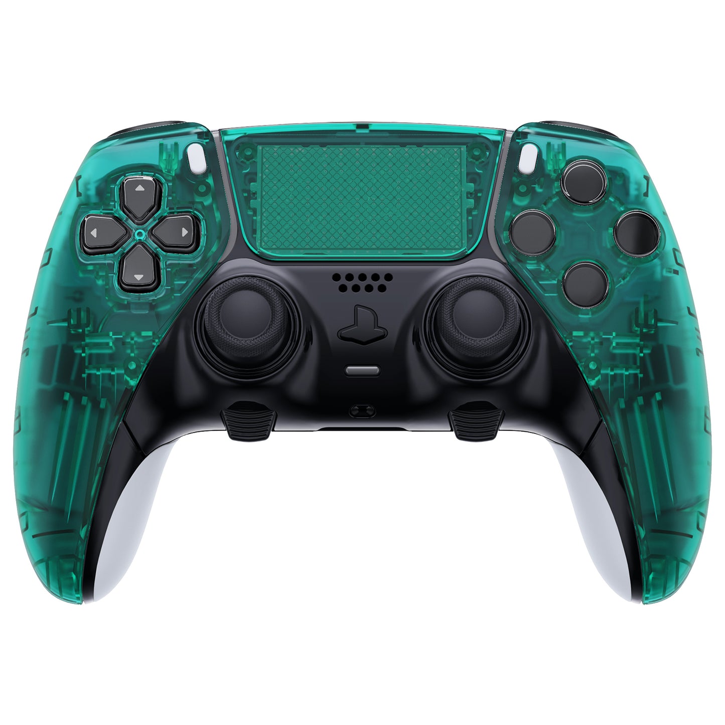 eXtremeRate PS5 edgeコントローラー対応交換対応用左右フロントハウジングシェル&タッチパッド【エメラルドグリーン】