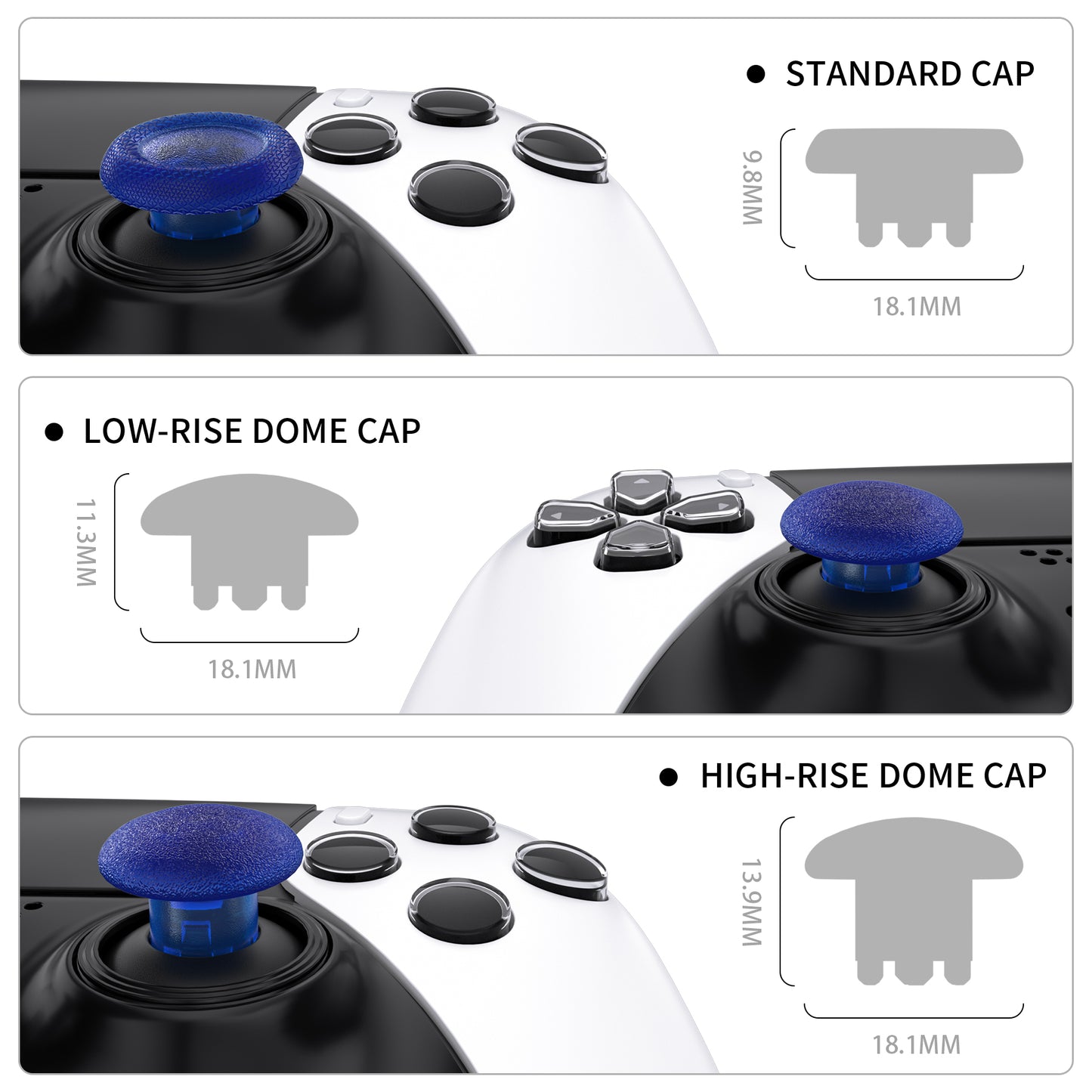 eXtremeRate PS5 edgeコントローラー対応交換対応用スワップ可能なサムスティック【クリアブルー】
