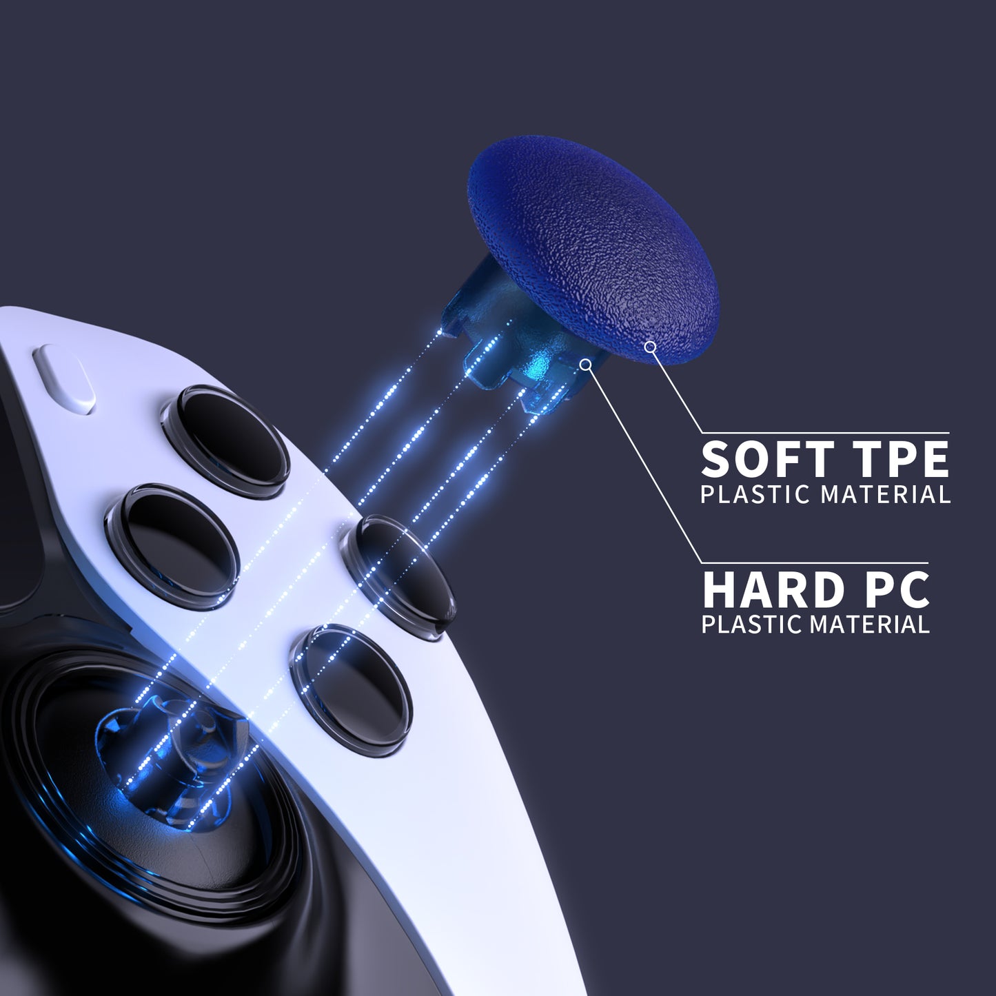 eXtremeRate PS5 edgeコントローラー対応交換対応用スワップ可能なサムスティック【クリアブルー】