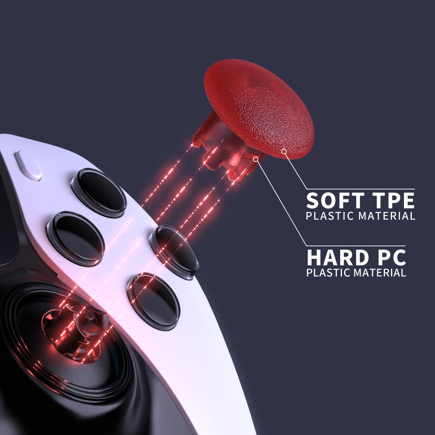 eXtremeRate PS5 edgeコントローラー対応交換対応用スワップ可能なサムスティック【クリアレッド】