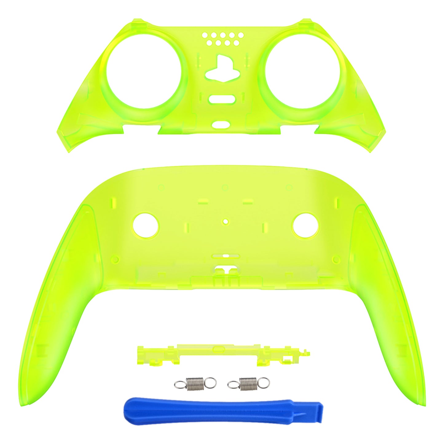 eXtremeRate PS5 edgeコントローラー対応交換対応用トップ&ボトム装飾トリムシェル【クリアライムグリーン】
