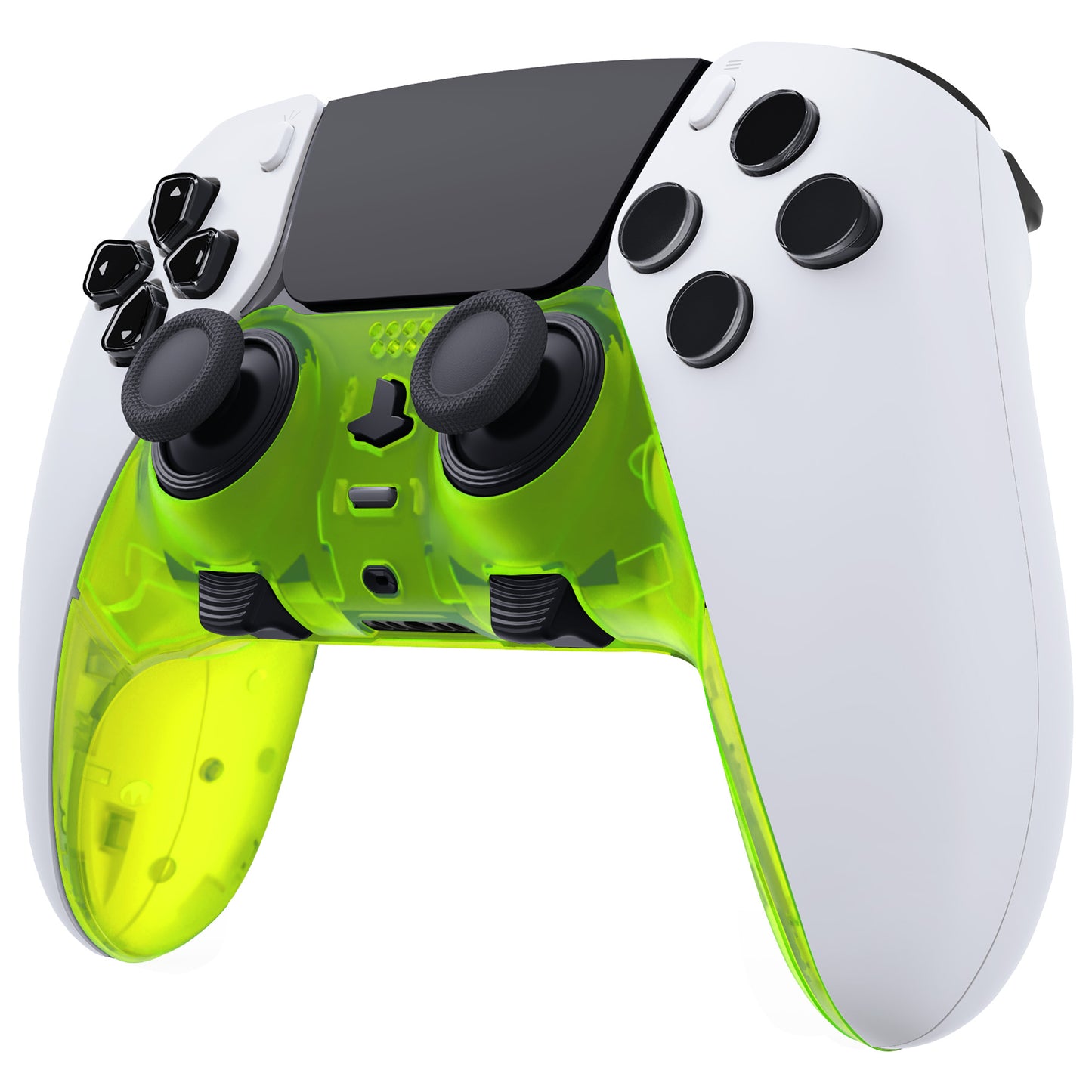 eXtremeRate PS5 edgeコントローラー対応交換対応用トップ&ボトム装飾トリムシェル【クリアライムグリーン】
