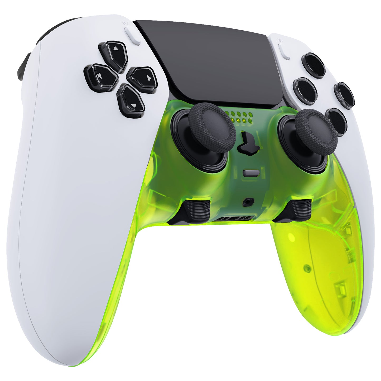 eXtremeRate PS5 edgeコントローラー対応交換対応用トップ&ボトム装飾トリムシェル【クリアライムグリーン】