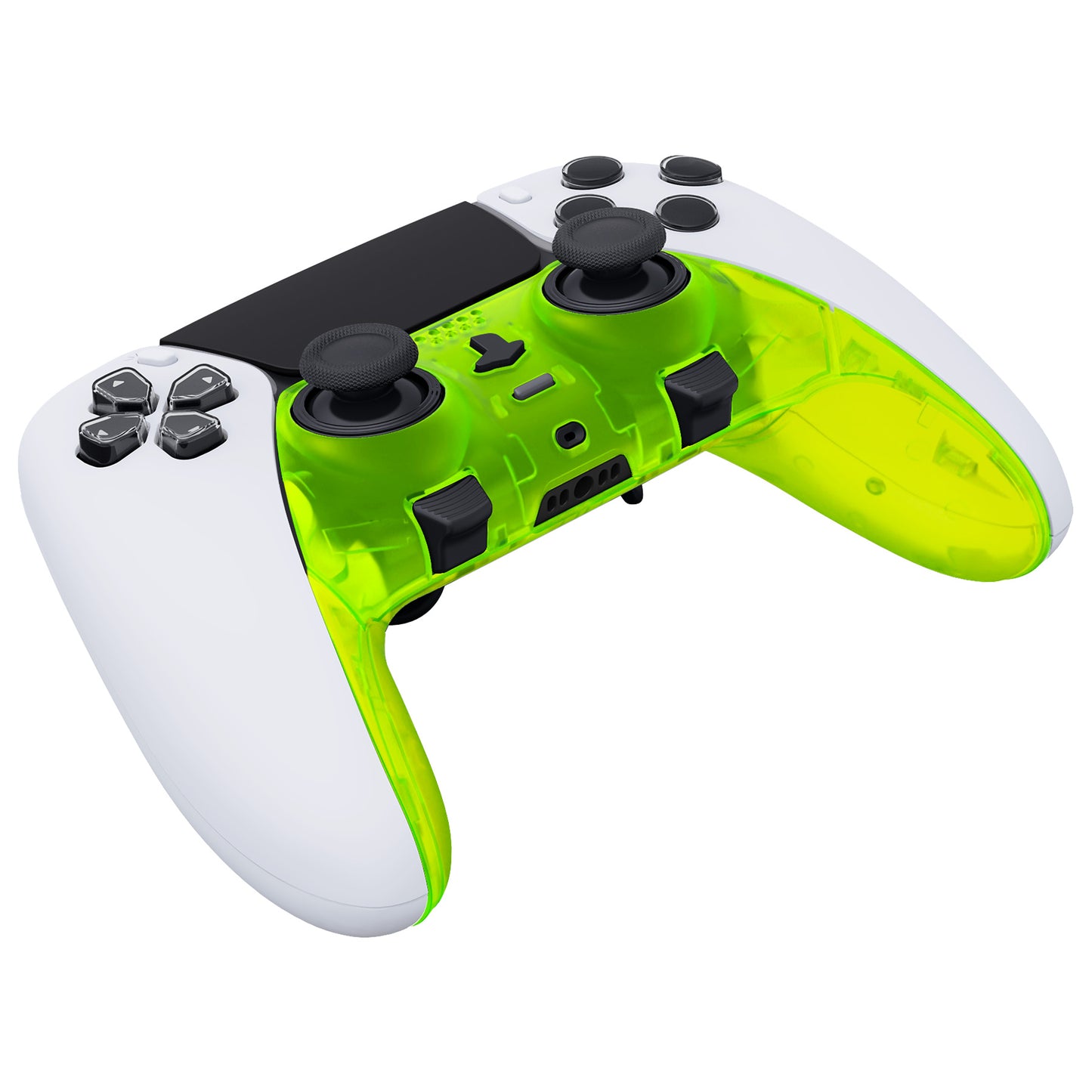 eXtremeRate PS5 edgeコントローラー対応交換対応用トップ&ボトム装飾トリムシェル【クリアライムグリーン】