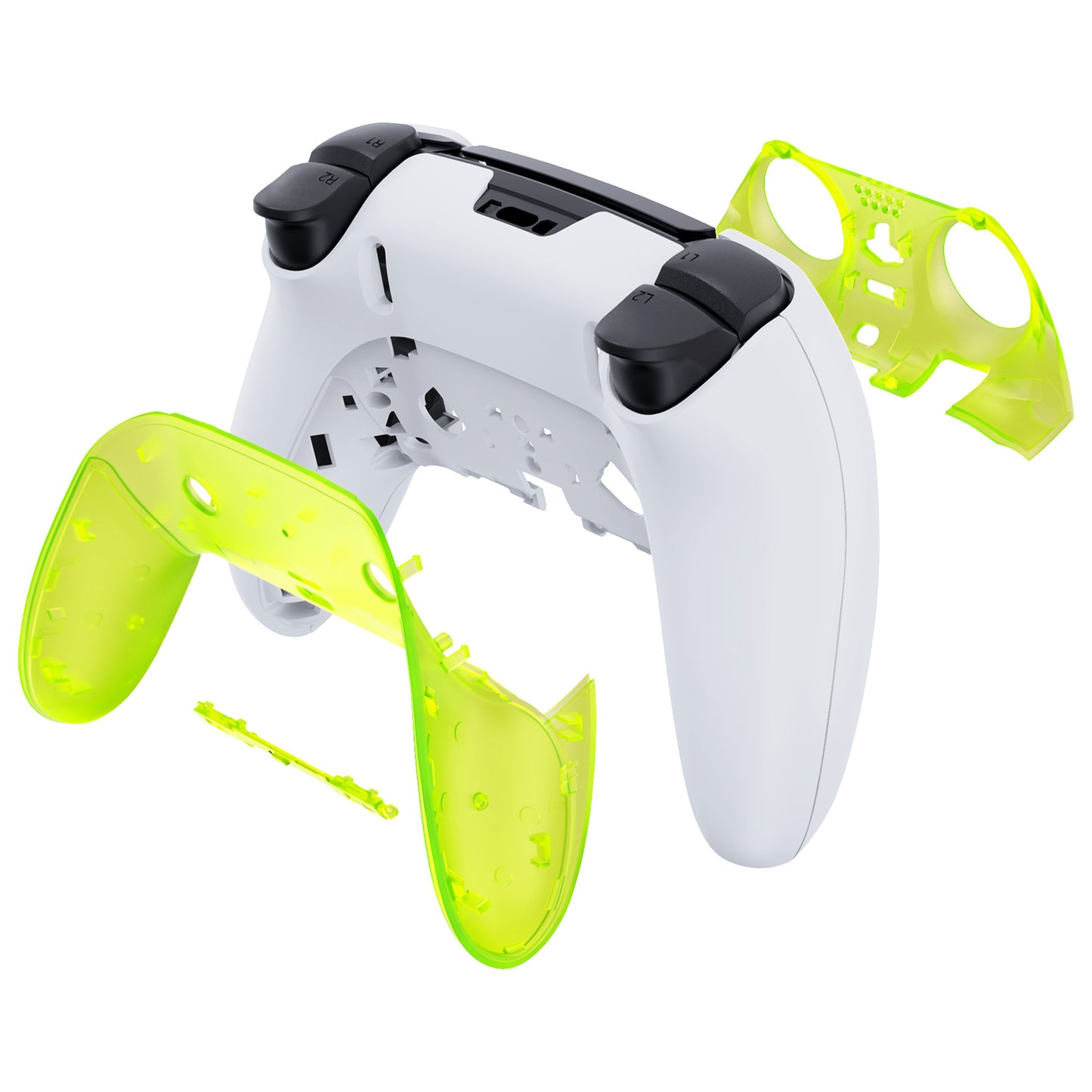 eXtremeRate PS5 edgeコントローラー対応交換対応用トップ&ボトム装飾トリムシェル【クリアライムグリーン】