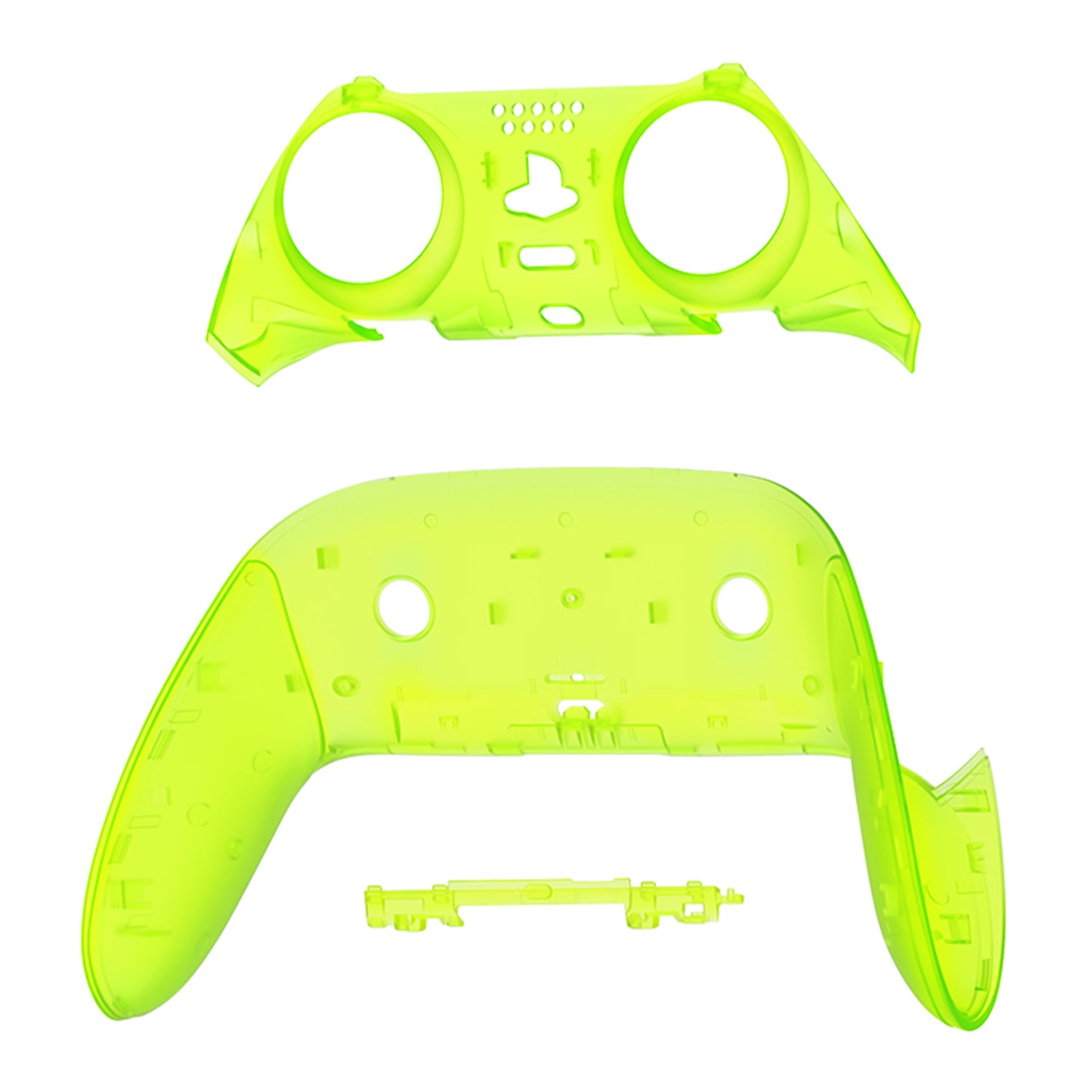 eXtremeRate PS5 edgeコントローラー対応交換対応用トップ&ボトム装飾トリムシェル【クリアライムグリーン】