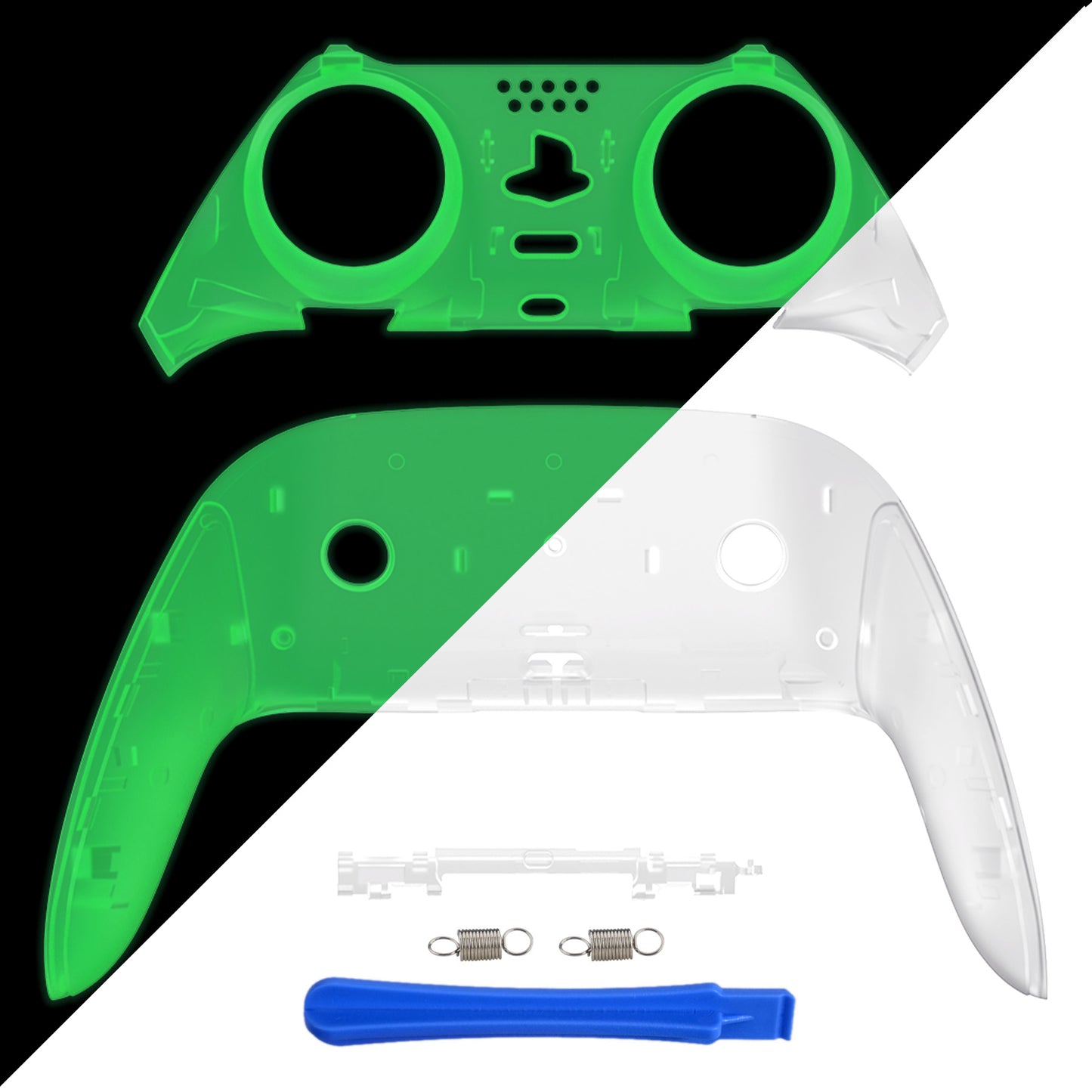 eXtremeRate PS5 edgeコントローラー対応交換対応用トップ&ボトム装飾トリムシェル【暗闇で光る-グリーン】