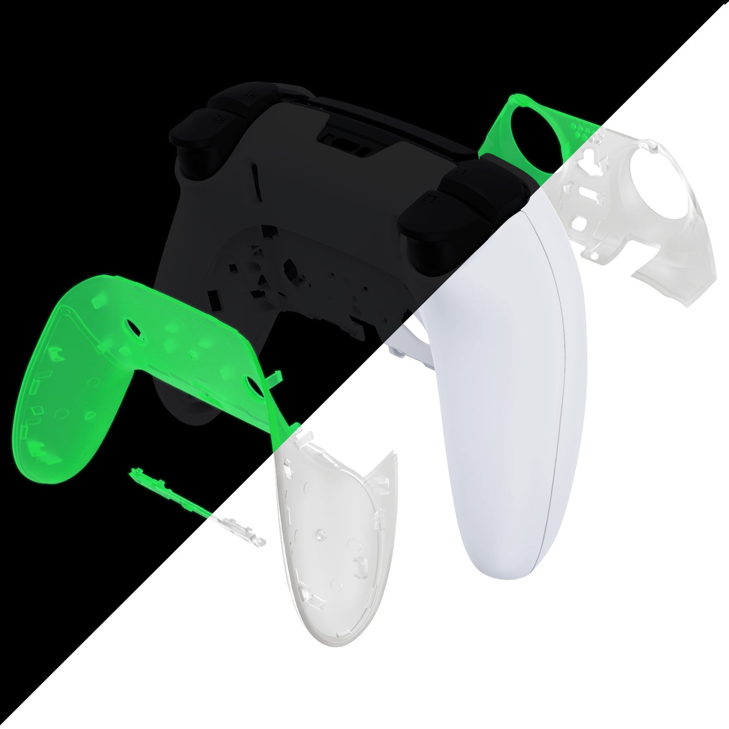 eXtremeRate PS5 edgeコントローラー対応交換対応用トップ&ボトム装飾トリムシェル【暗闇で光る-グリーン】