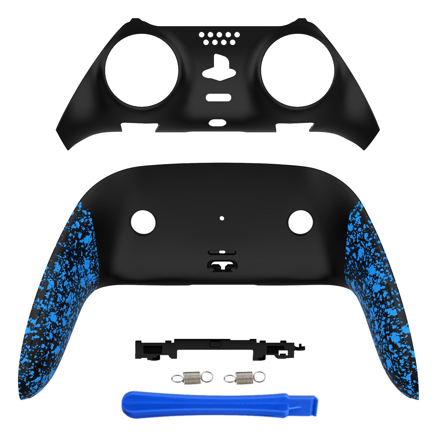 eXtremeRate PS5 edgeコントローラー対応交換対応用トップ&ボトム装飾トリムシェル【テクスチャードブルー】