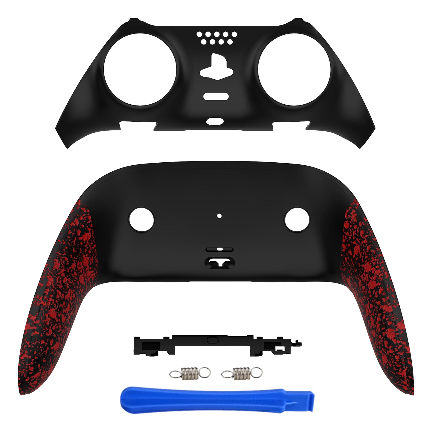 eXtremeRate PS5 edgeコントローラー対応交換対応用トップ&ボトム装飾トリムシェル【テクスチャー・赤色】