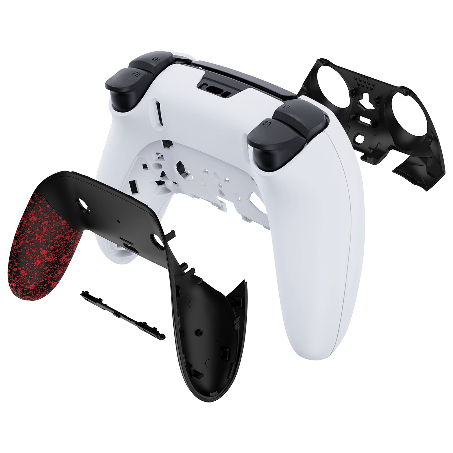 eXtremeRate PS5 edgeコントローラー対応交換対応用トップ&ボトム装飾トリムシェル【テクスチャー・赤色】