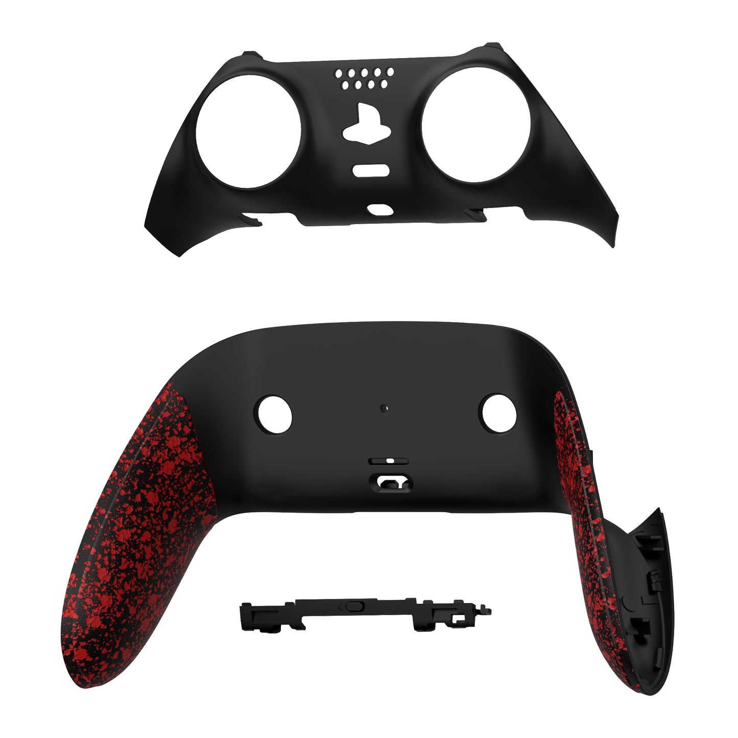 eXtremeRate PS5 edgeコントローラー対応交換対応用トップ&ボトム装飾トリムシェル【テクスチャー・赤色】
