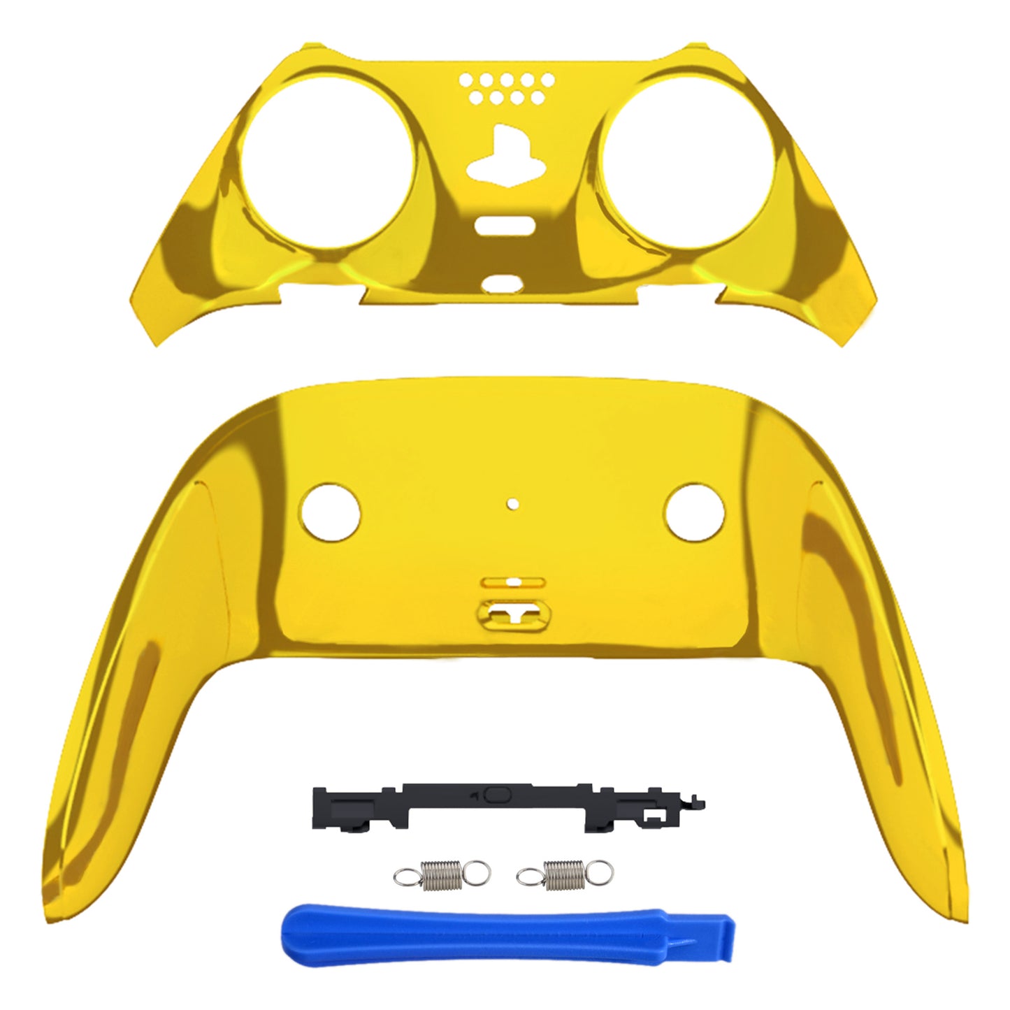 eXtremeRate PS5 edgeコントローラー対応交換対応用トップ&ボトム装飾トリムシェル【クロームゴールド】