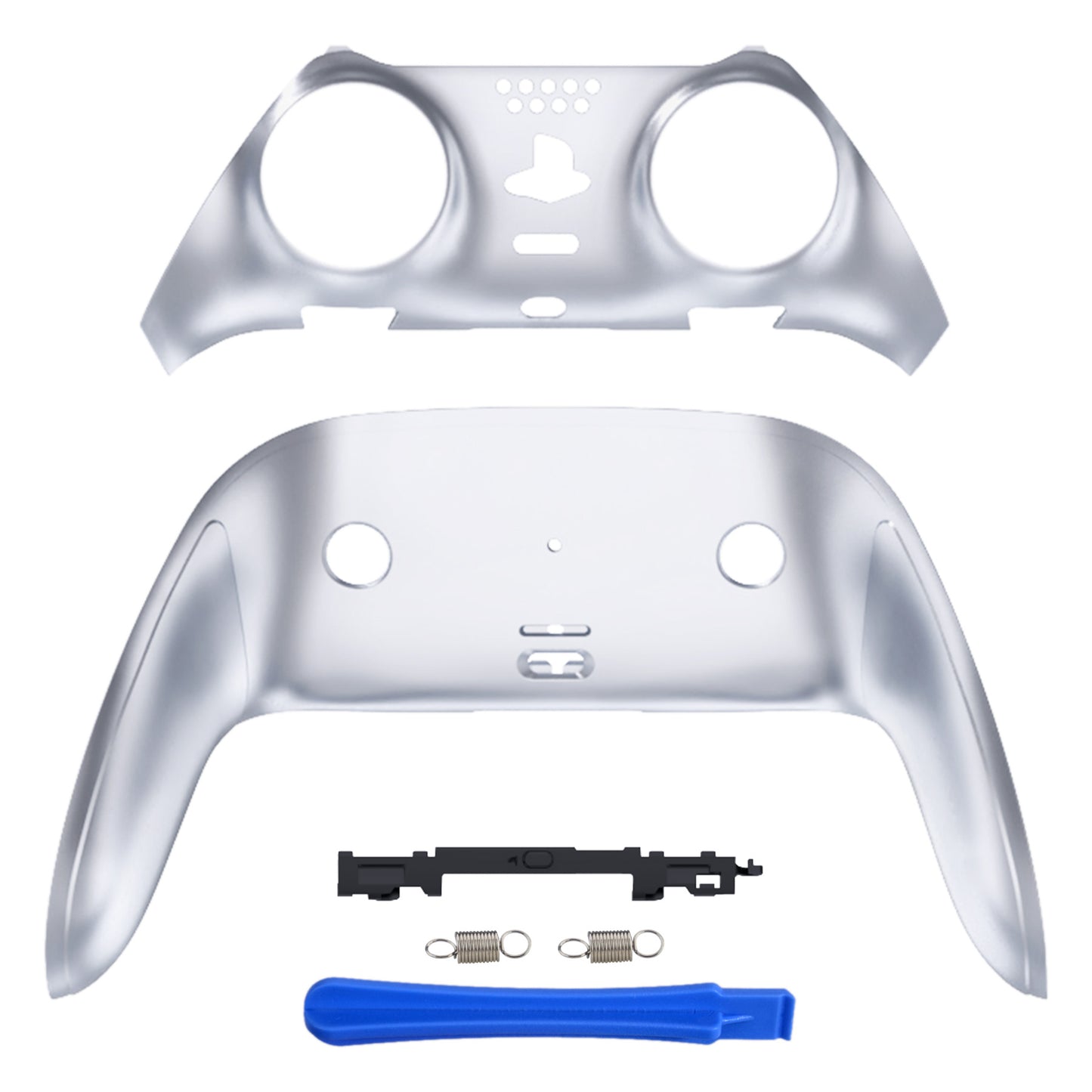 eXtremeRate PS5 edgeコントローラー対応交換対応用トップ&ボトム装飾トリムシェル【クロムシルバー】