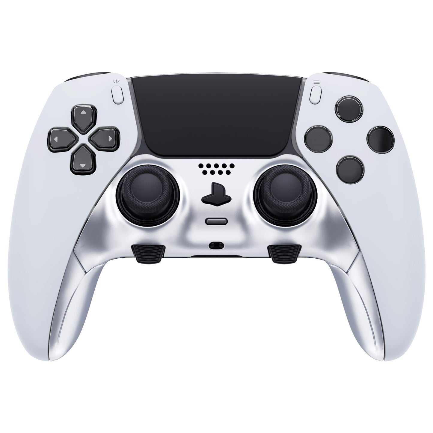 eXtremeRate PS5 edgeコントローラー対応交換対応用トップ&ボトム装飾トリムシェル【クロムシルバー】