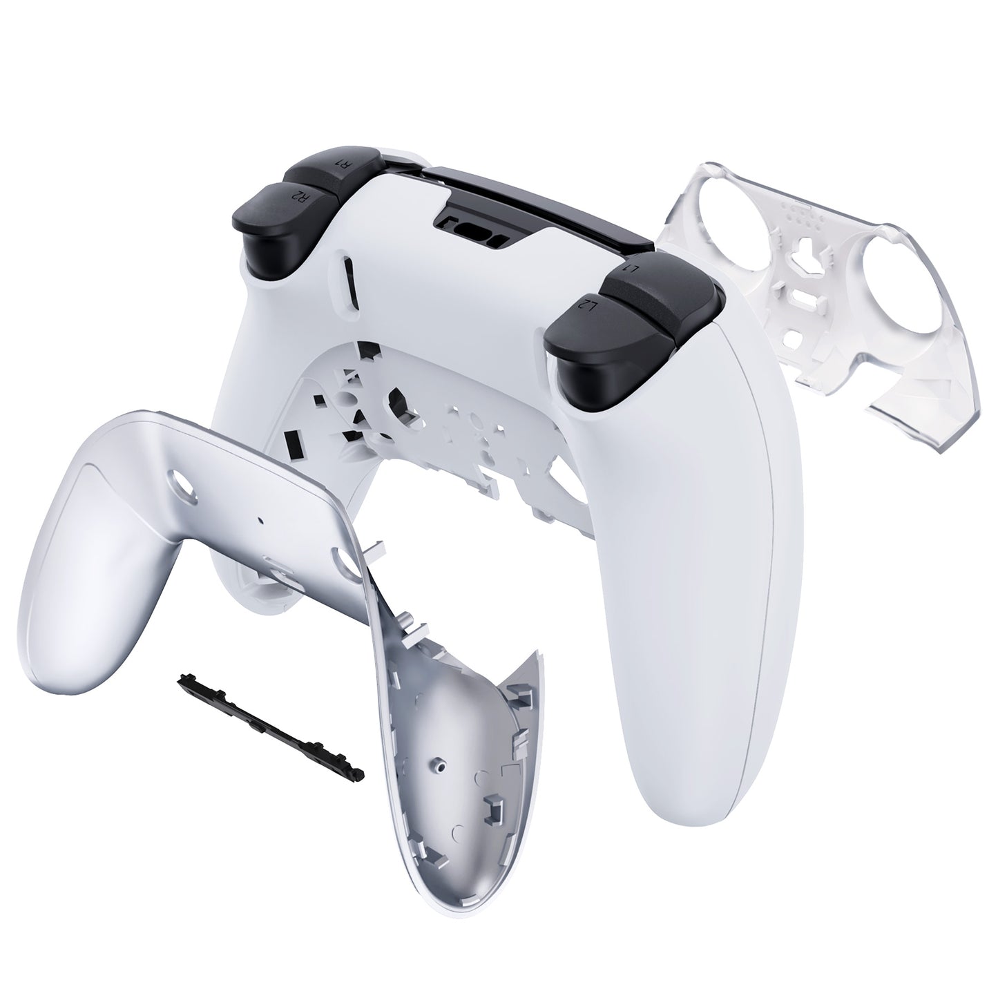 eXtremeRate PS5 edgeコントローラー対応交換対応用トップ&ボトム装飾トリムシェル【クロムシルバー】
