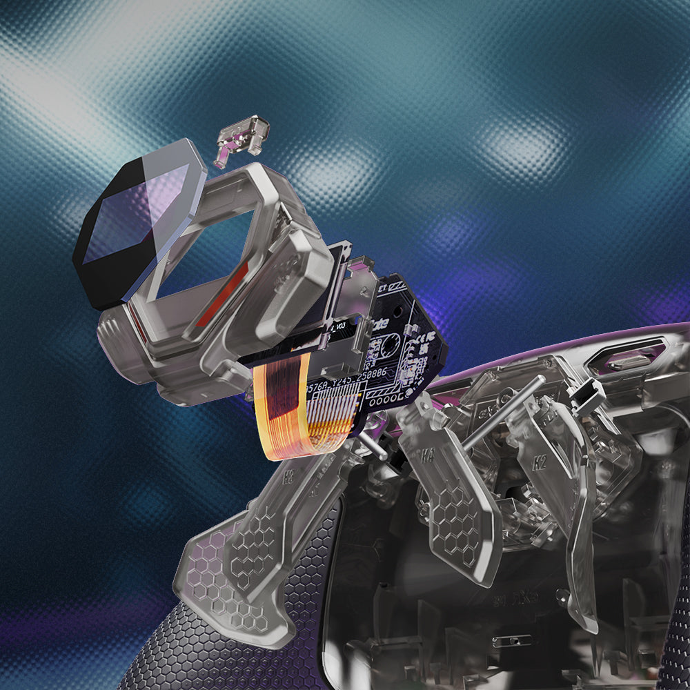 eXtremeRate PS5コントローラーBDM-010/020対応用SPARK バックパドルキット、OLEDディスプレイ&クリッキートリガーストップ&エルゴノミックグリップ【クリアブラック】