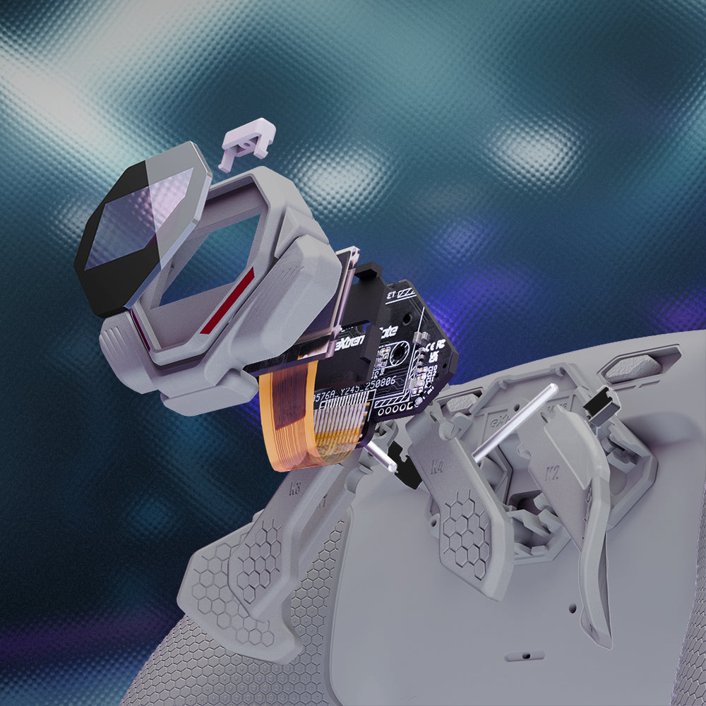 eXtremeRate PS5コントローラーBDM-030/040/050対応用SPARK バックパドルキット、OLEDディスプレイ&クリッキートリガーストップ&エルゴノミックグリップ【ニューホープグレー】