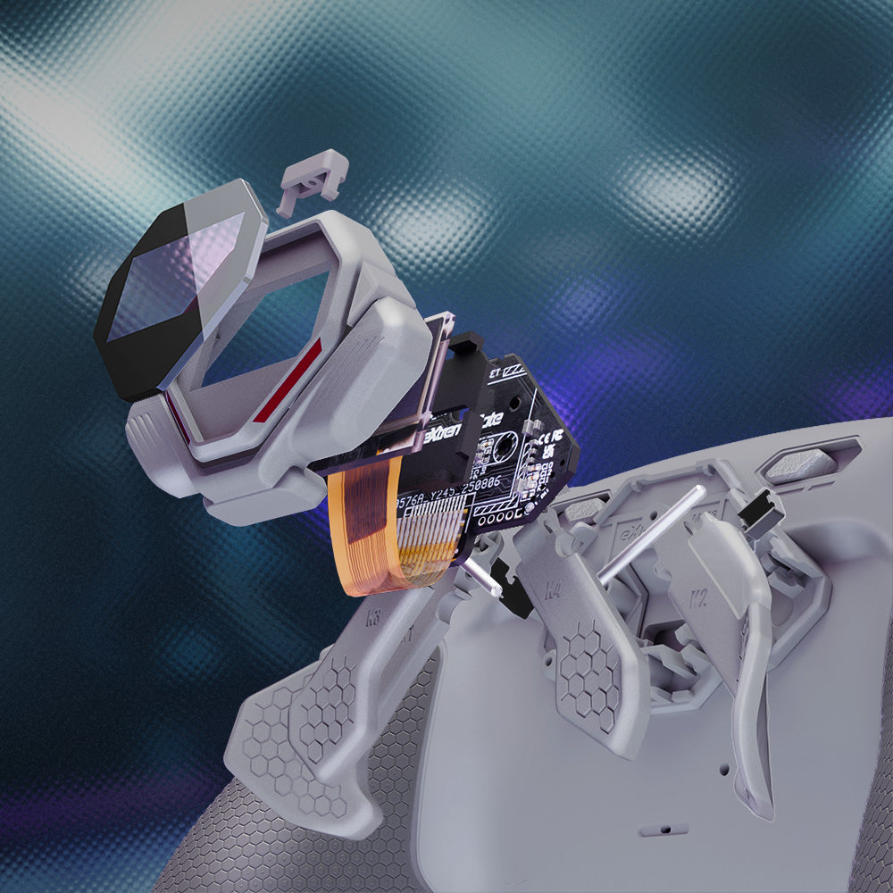 eXtremeRate PS5コントローラーBDM-030/040/050対応用SPARK バックパドルキット、OLEDディスプレイ&クリッキートリガーストップ&エルゴノミックグリップ【ニューホープグレー&クラシックグレー】