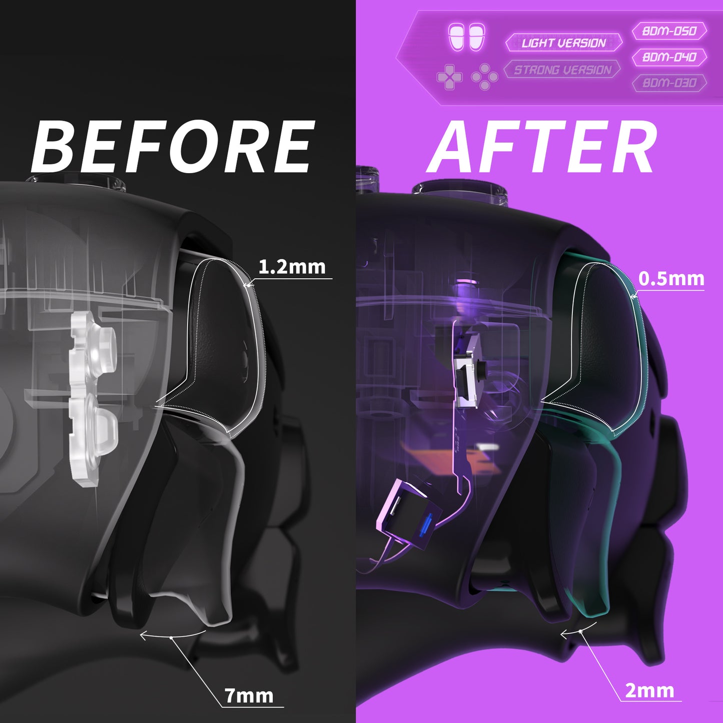 eXtremeRate PS5コントローラーBDM-040/050対応用ショルダーボタン対応用マイクロスイッチ-ライトバージョンクリッキーヘアトリガーキットV2
