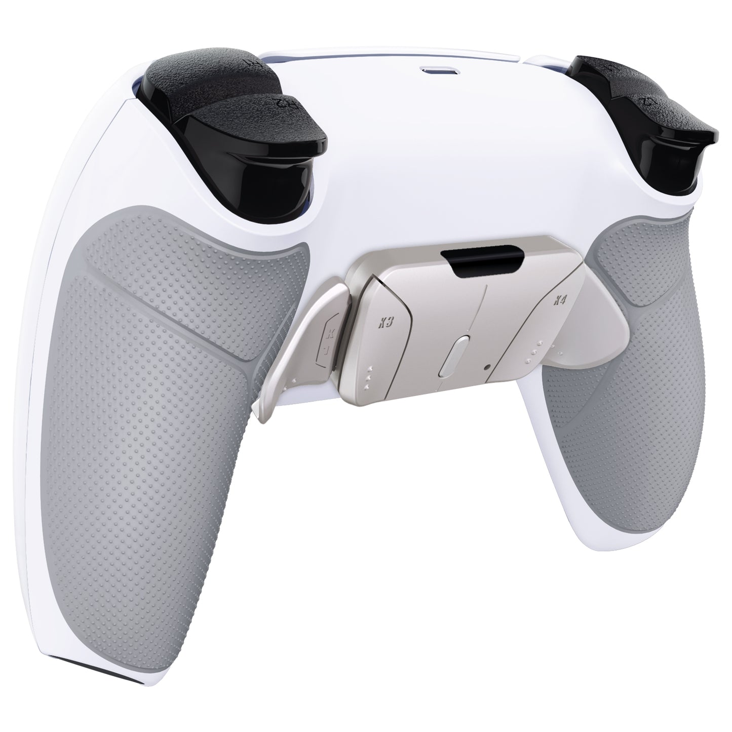 eXtremeRate PS5コントローラーBDM-030/040/050対応用シルバーリアルメタルボタン(RMB)バージョンRISE4 V3リマップキット【ラバー付きグレー】