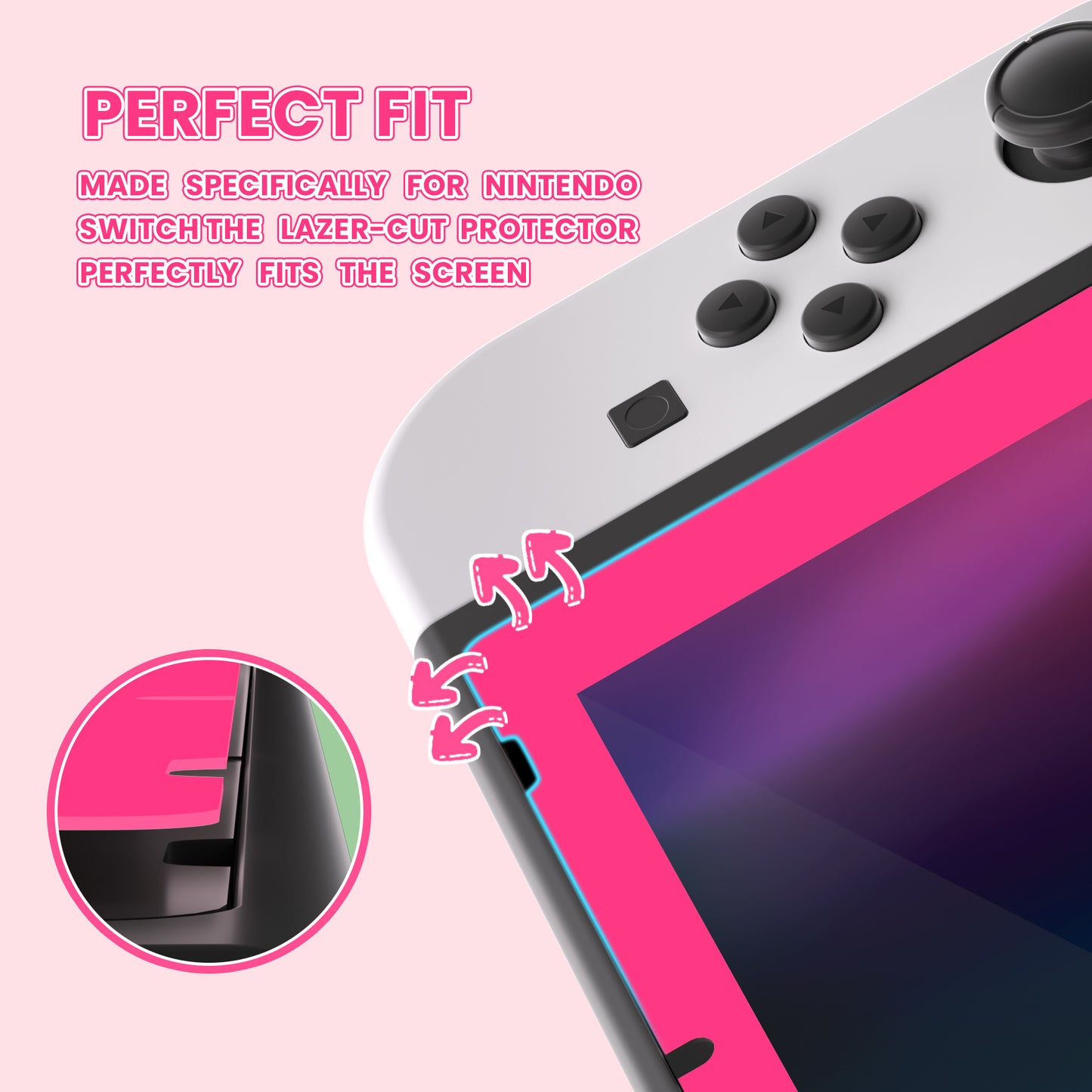 eXtremeRate Nintendo Switch用透明HD強化ガラススクリーン保護フィルム2枚セット【ローズレッド】